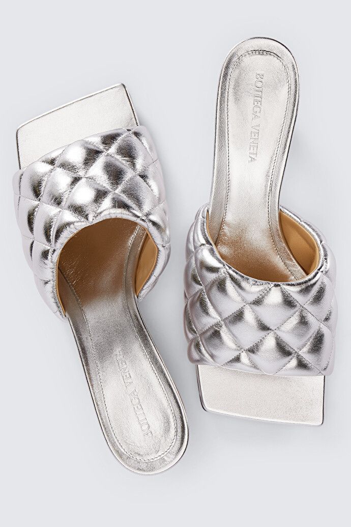 Bottega Veneta o1n1vont1124 Padded Sandal Mules in Silver Size US 8 / IT 38 - 4 Thumbnail