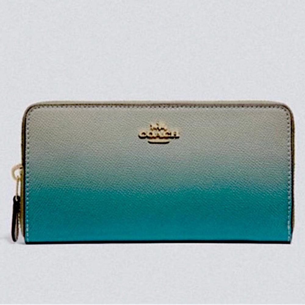Coach COACH Ombre Teal Blue Sea Green Accordion Zipped Wallet Size ONE SIZE - 1 Thumbnail