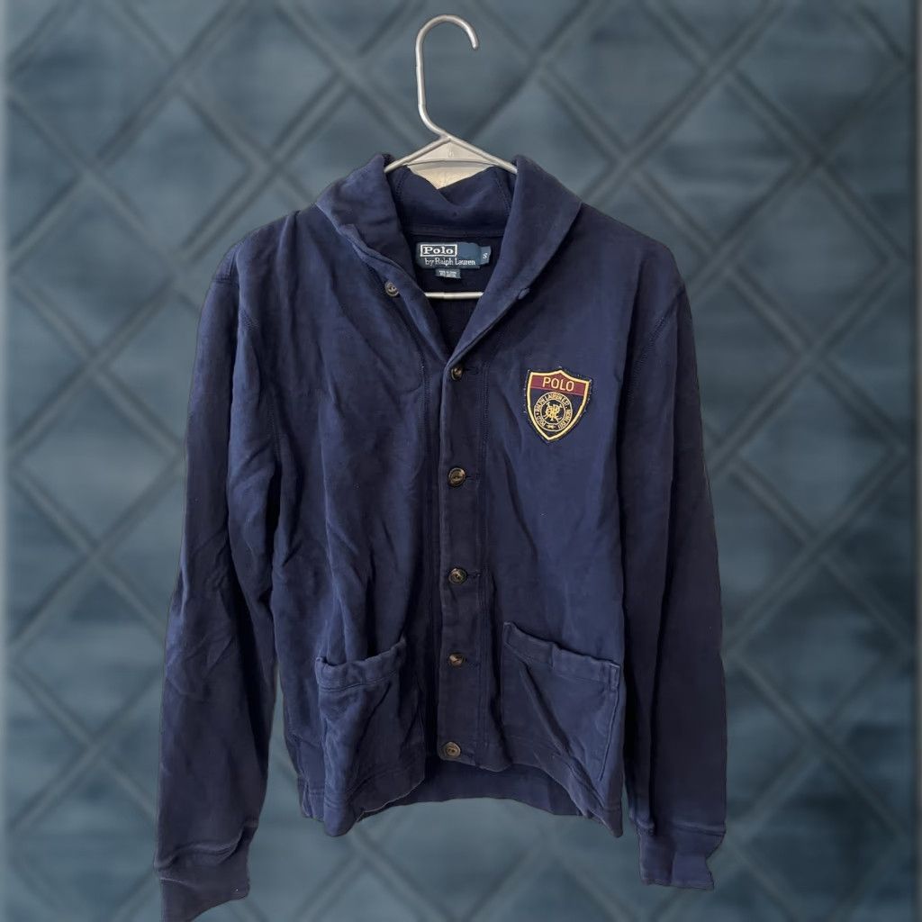 Polo Ralph Lauren Cardigan Navy Blue Button Up Adult Small MCMLXVII Patch Unisex