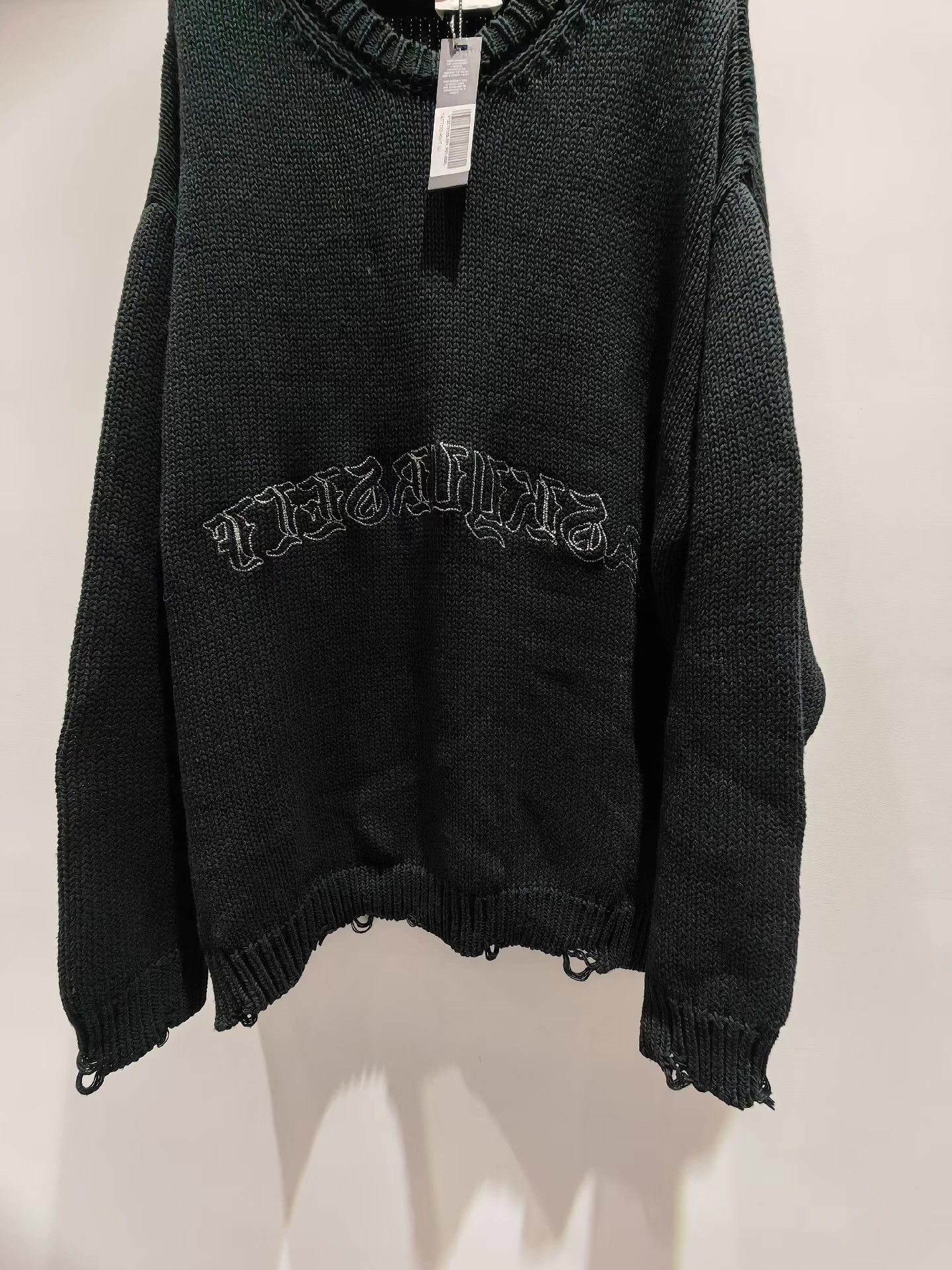 Askyurself Askyurself Distressed Black Knit Sweater。 Q15 Size US XL / EU 56 / 4 - 2 Thumbnail