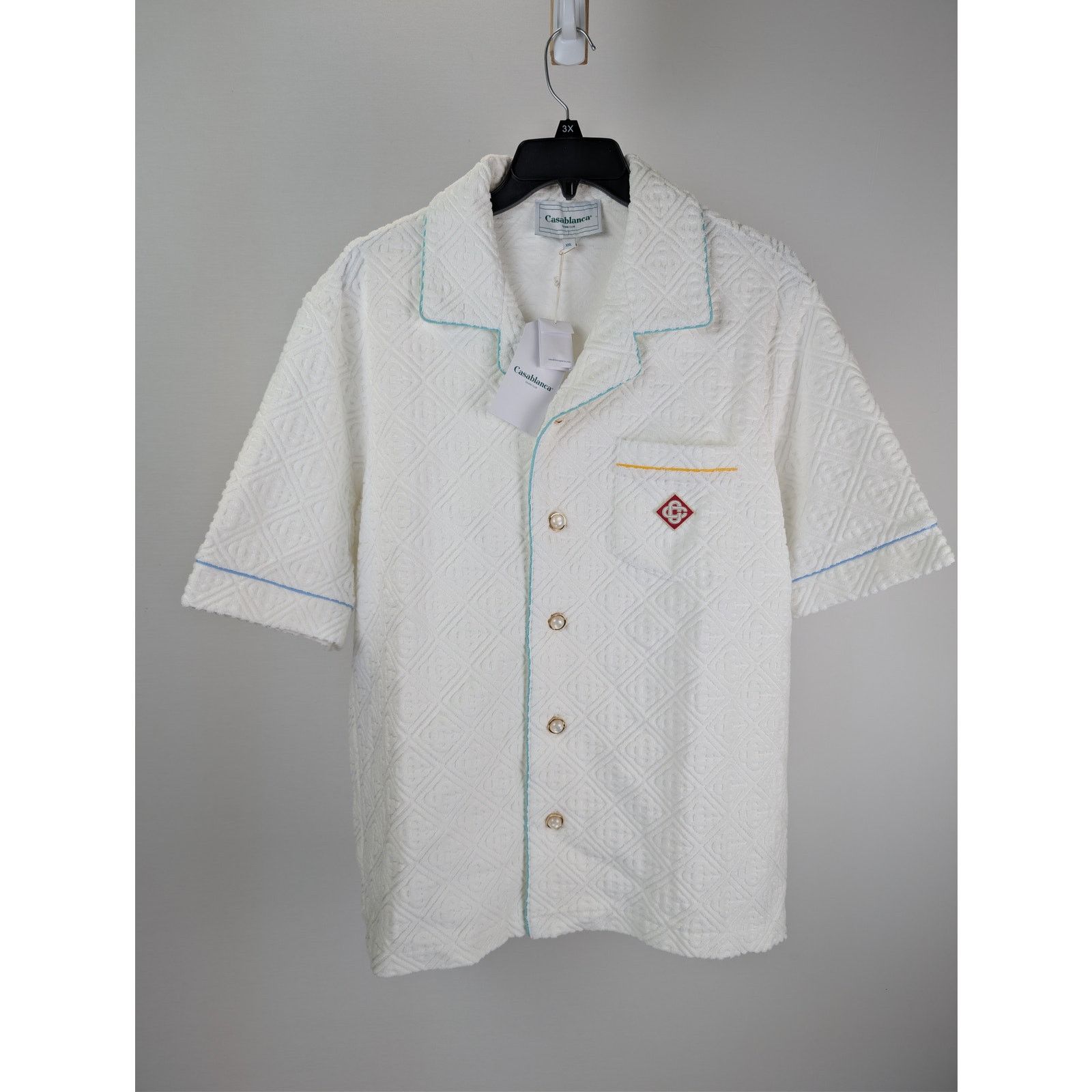 Casablanca o1rshd1 Mens Monogram Towelling Collar Shirt in White Size US XXL / EU 58 / 5 - 10 Thumbnail