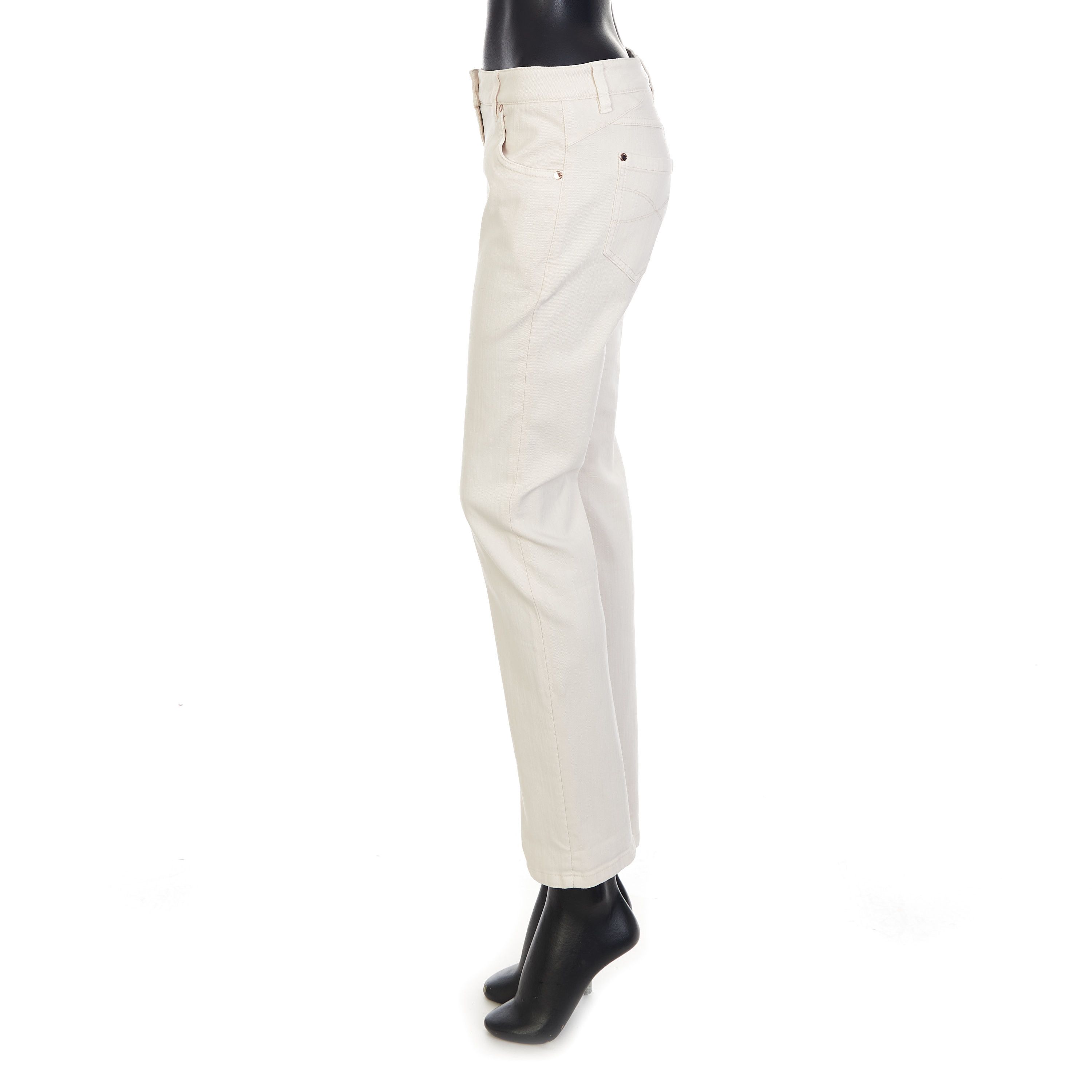 Brunello Cucinelli White Stretch Dyed Denim Five-Pocket Trousers Size 32" / US 10 / IT 46 - 3 Thumbnail