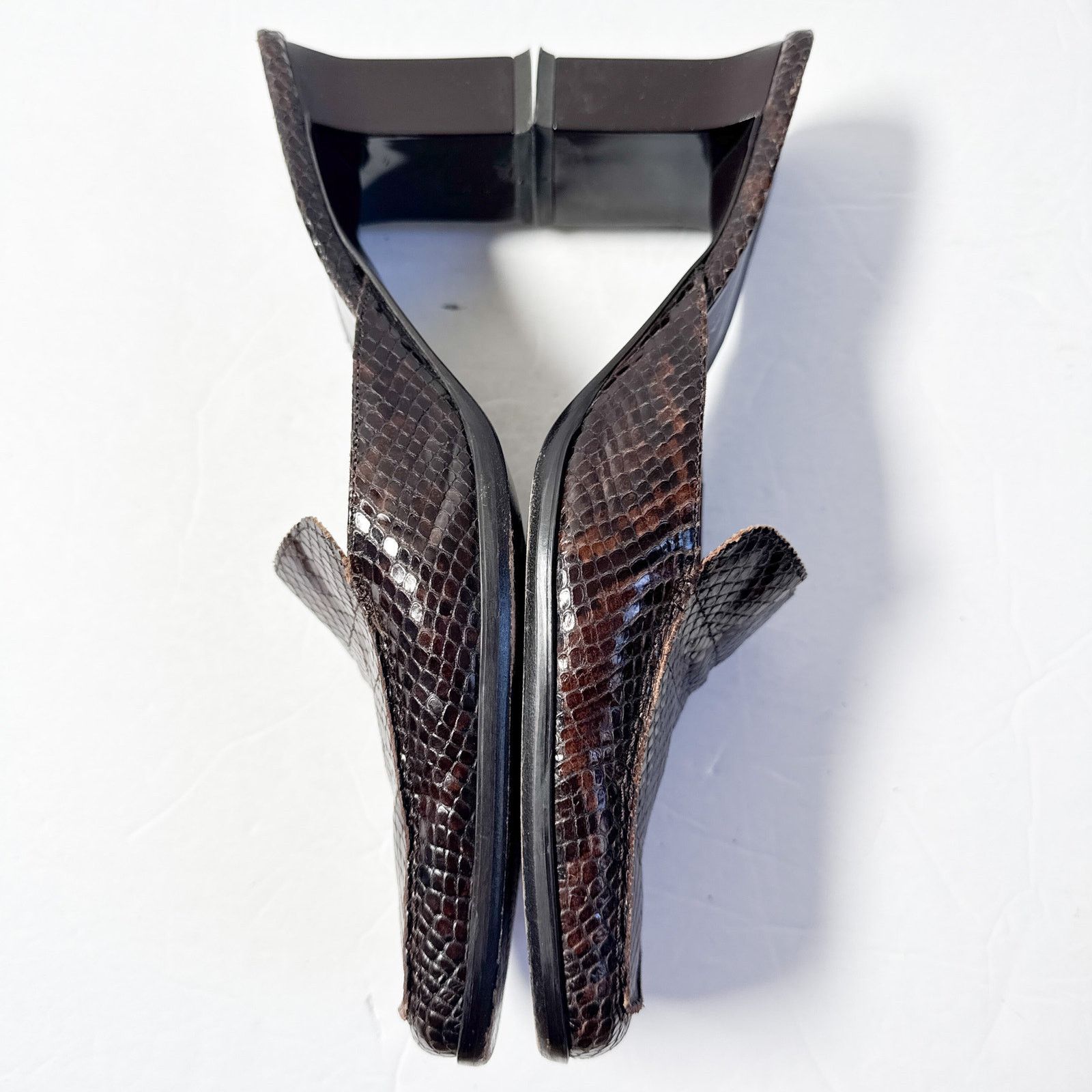 Other Via Spiga Brown Snake Embossed Leather Mule Heels 9.5M Size US 9.5 / IT 39.5 - 6 Thumbnail