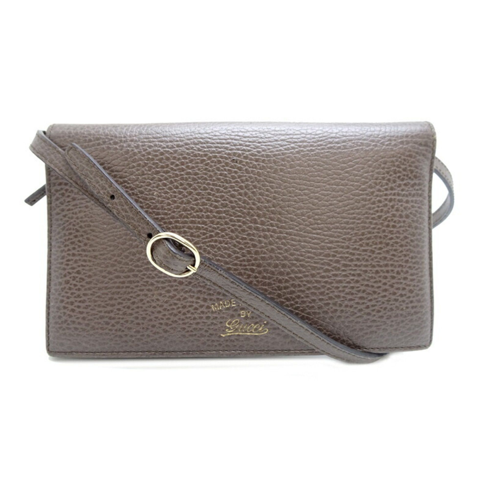 Gucci Shoulder Wallet Women's Bi-fold 368231 Leather Greige