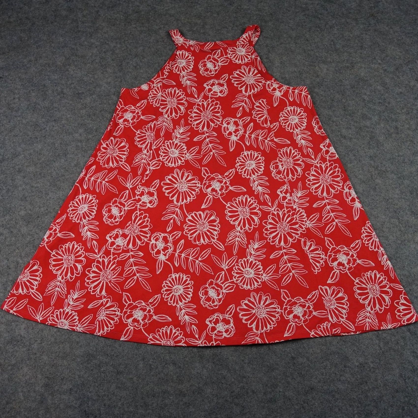 Vintage VINTAGE Nina Leonard Dress Womens L Red Floral Sleeveless Swing Tank Jersey Size L / US 10 / IT 46 - 5 Thumbnail
