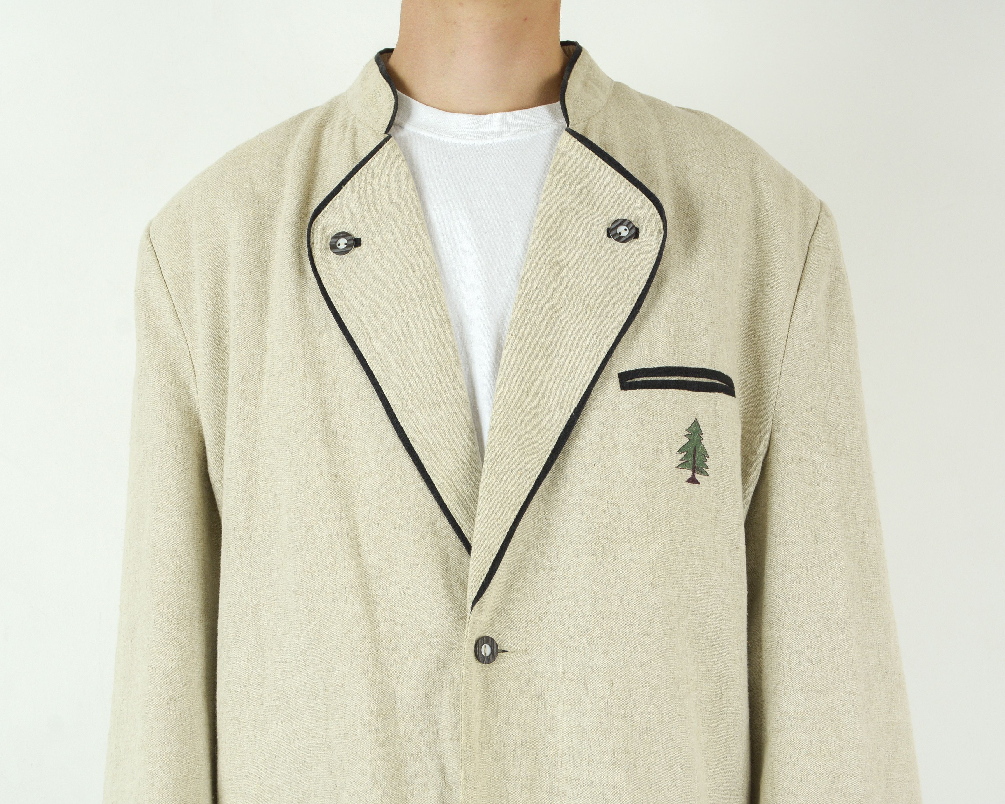 Vintage Landhausmode Linen Trachten UK 48S US Blazer Suit Jacket Size 48S - 6 Thumbnail
