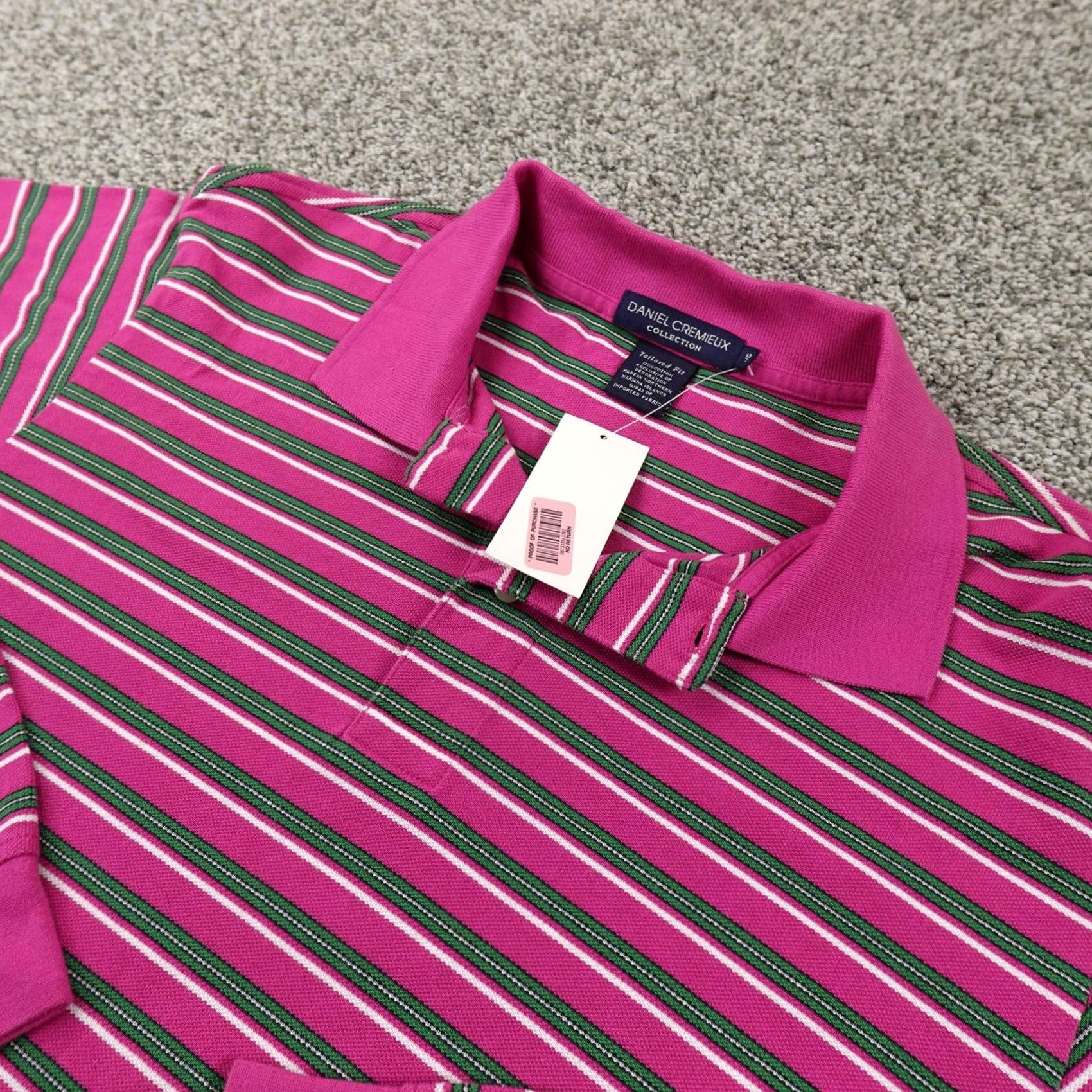 Cremieux Daniel Cremieux Polo Shirt Mens L Pink Stripe Long Sleeve Slim Fit 100% Cotton Size US L / EU 52-54 / 3 - 2 Thumbnail