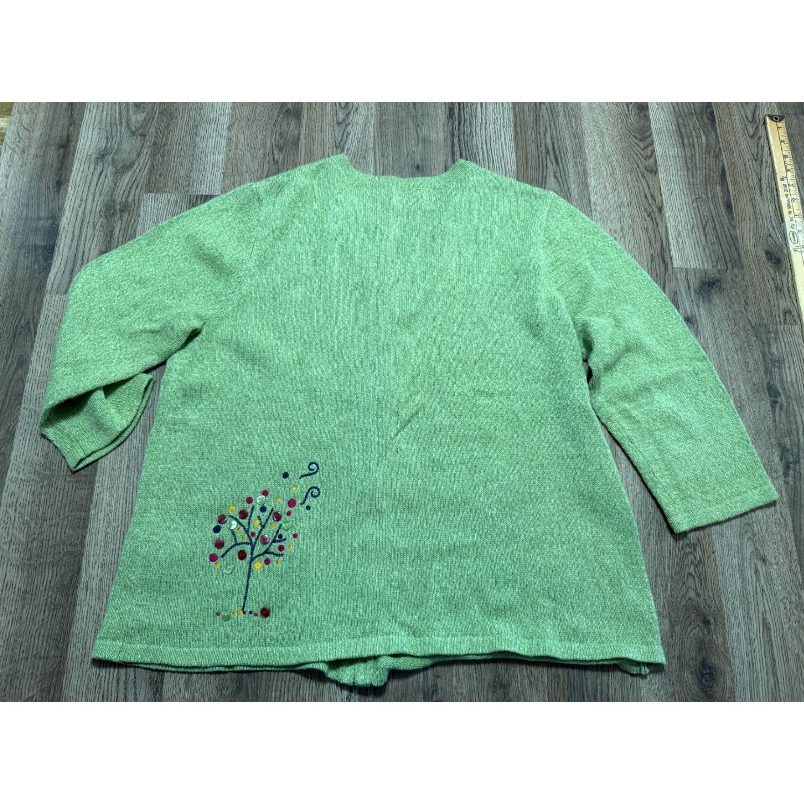 Pinko Breckenridge Sweater Cardigan Womens Large Green Floral Full Zip Buttons Size L / US 10 / IT 46 - 2 Thumbnail