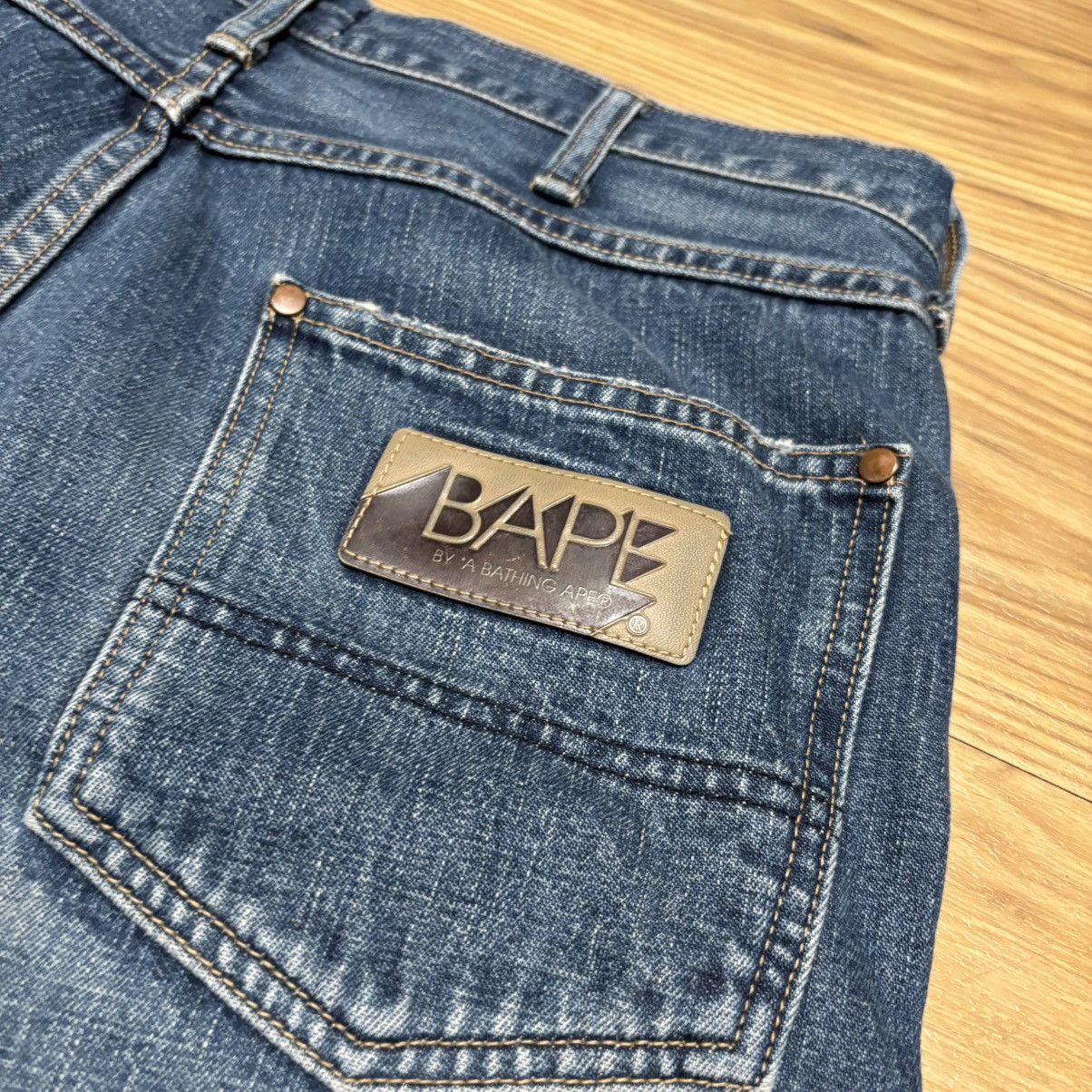 Bape Bape Honeycomb Pocket Logo Jeans Size US 31 - 3 Thumbnail