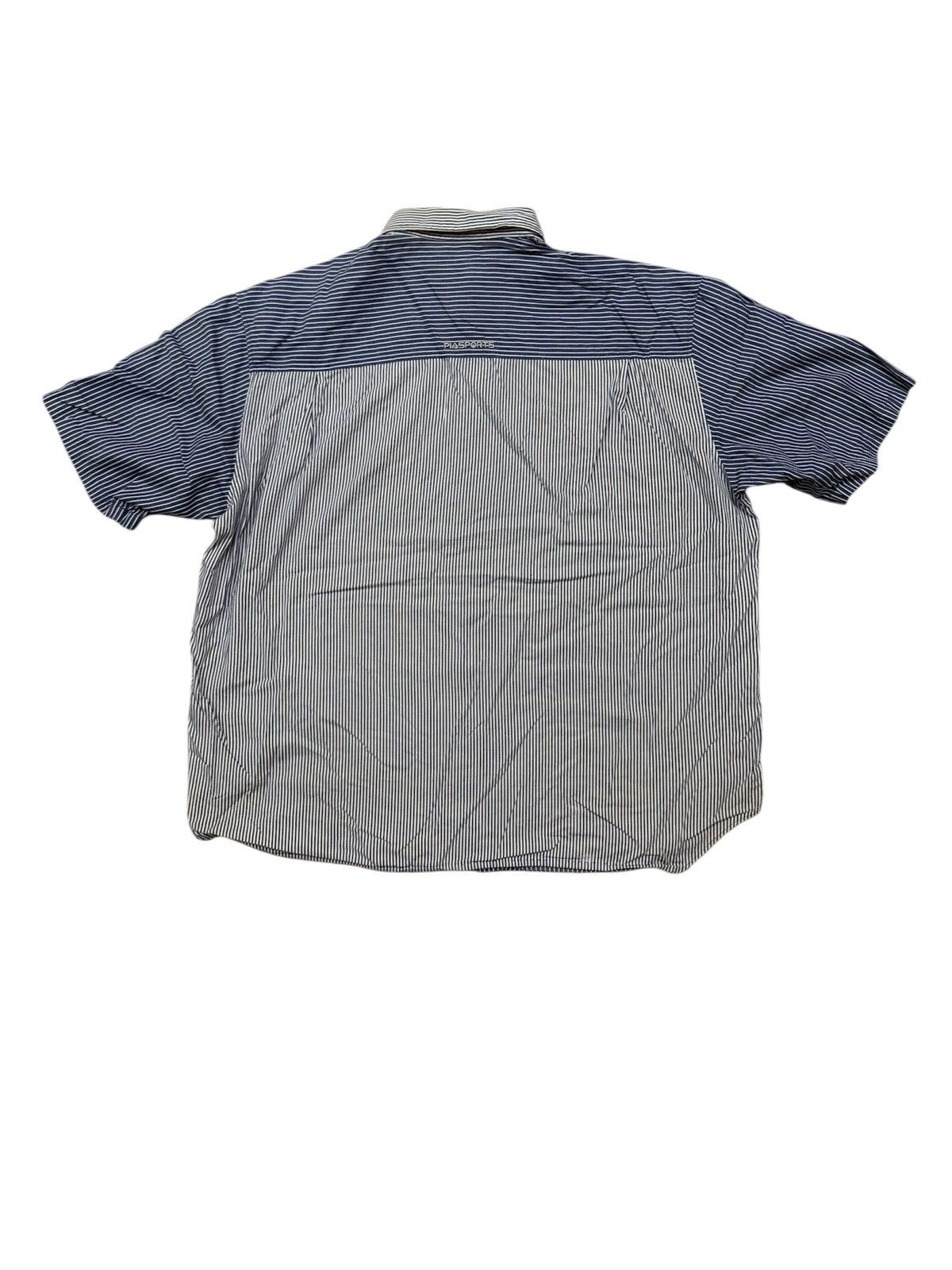 Japanese Brand Piasports Colorblock Blue Stripe Logo Chest Button Up Shirt Size US XL / EU 56 / 4 - 2 Thumbnail
