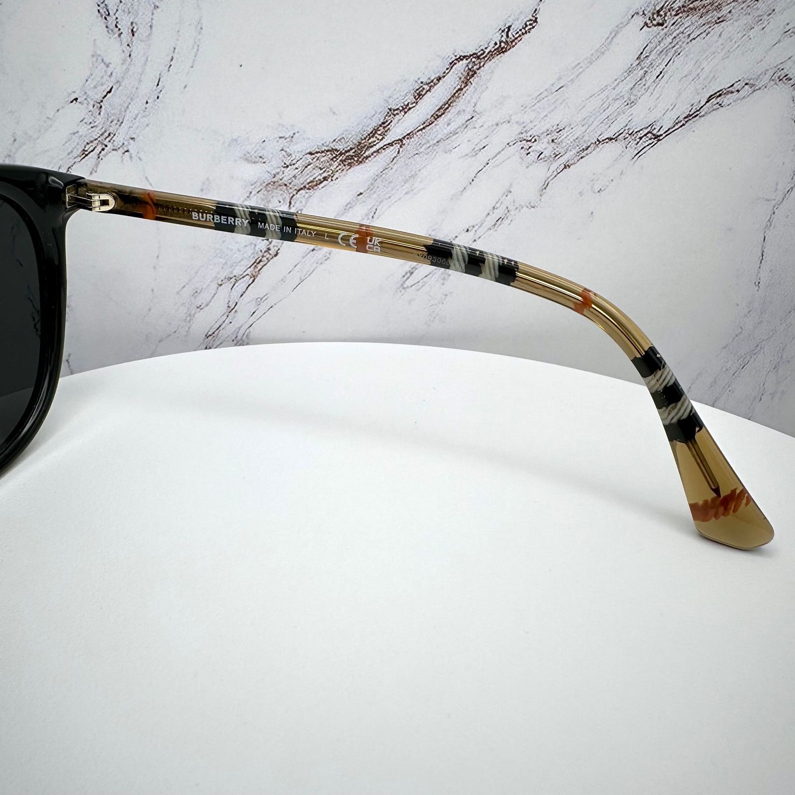 New Burberry Sunglasses Black Round Pantos Frame Checkered