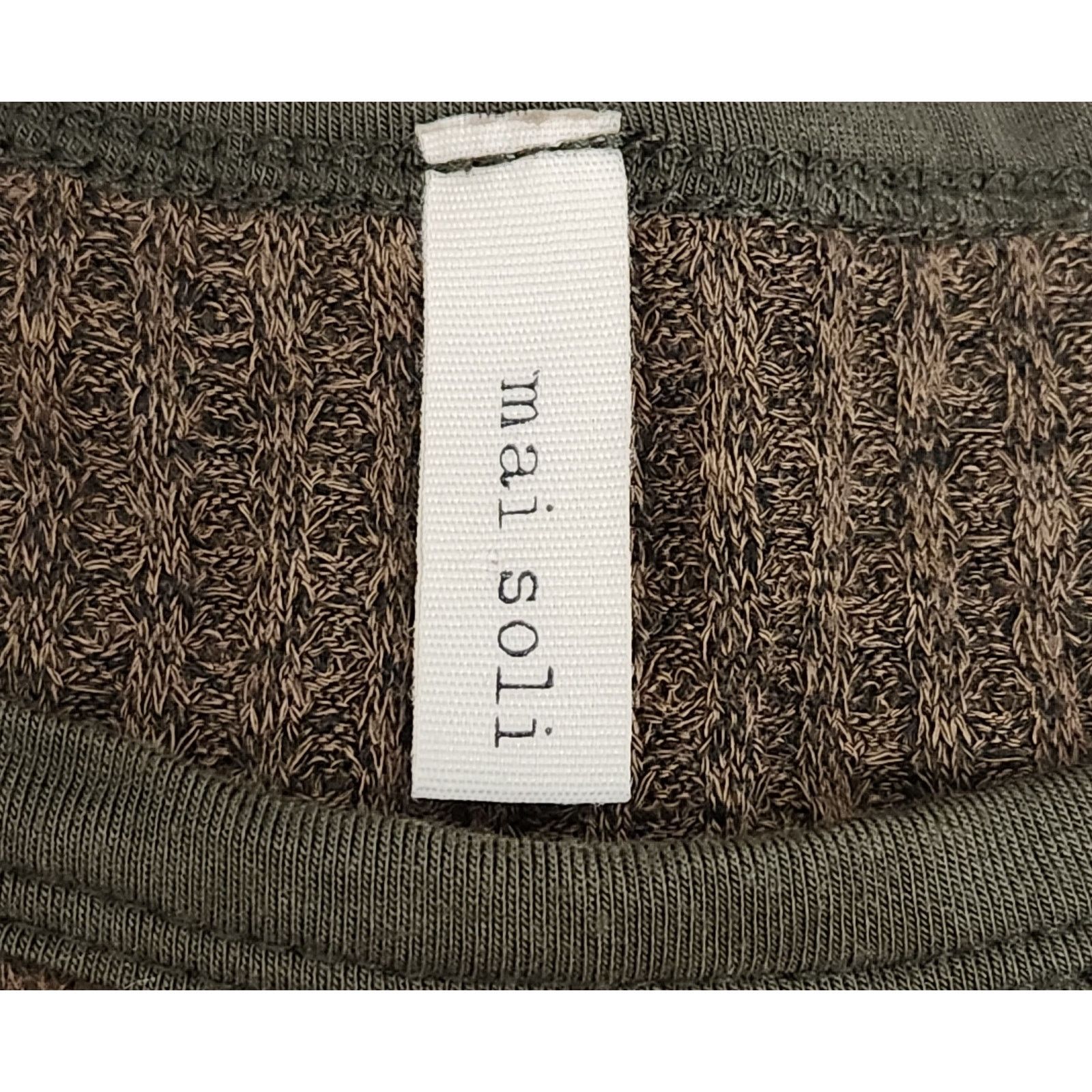 Other Mai Soli Brown Green Waffle Knit Contrasting Trim Top Large Size L / US 10 / IT 46 - 5 Thumbnail