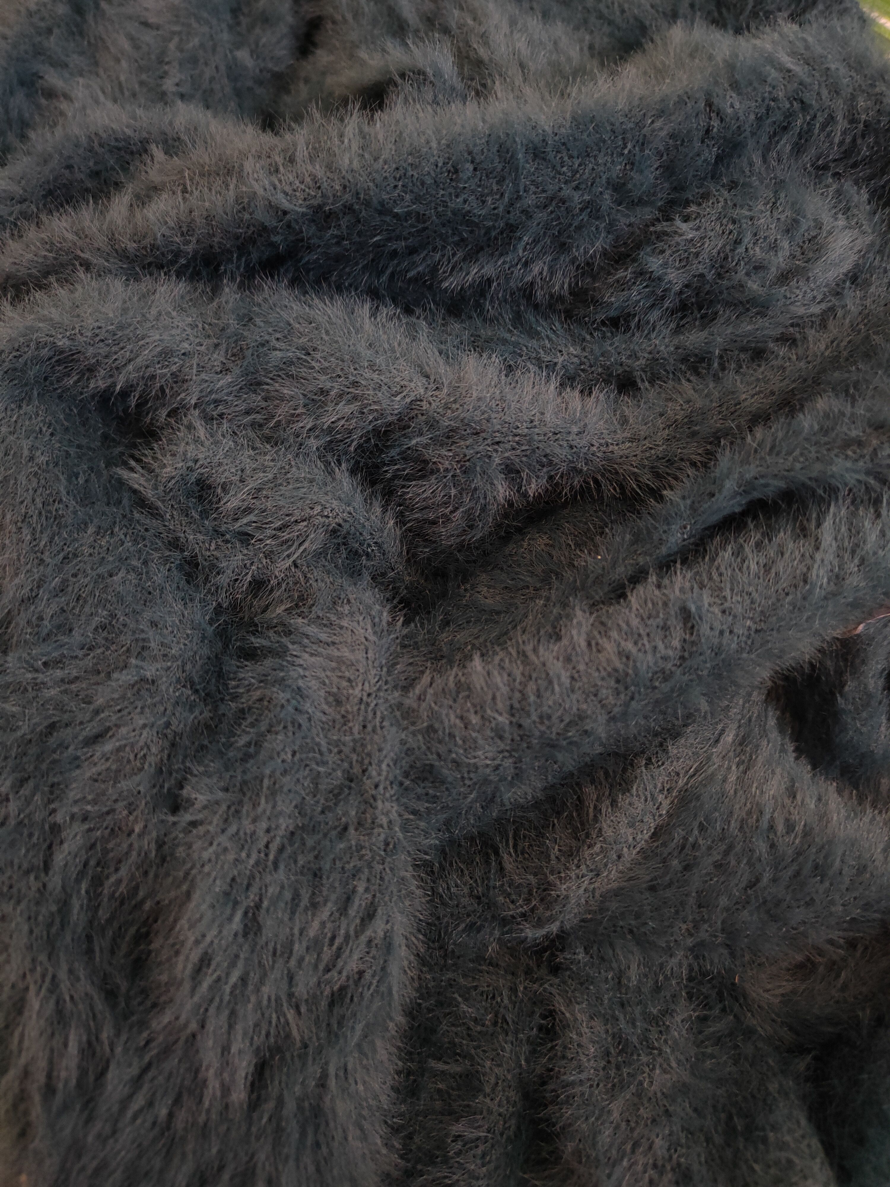 Closshi Turquoise Shag Shaggy Fur Mohair Knitwear #S1903