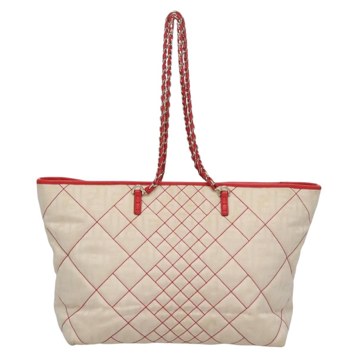 Fendi FENDI Zucca Canvas Chain Tote Bag Beige Size ONE SIZE - 3 Thumbnail