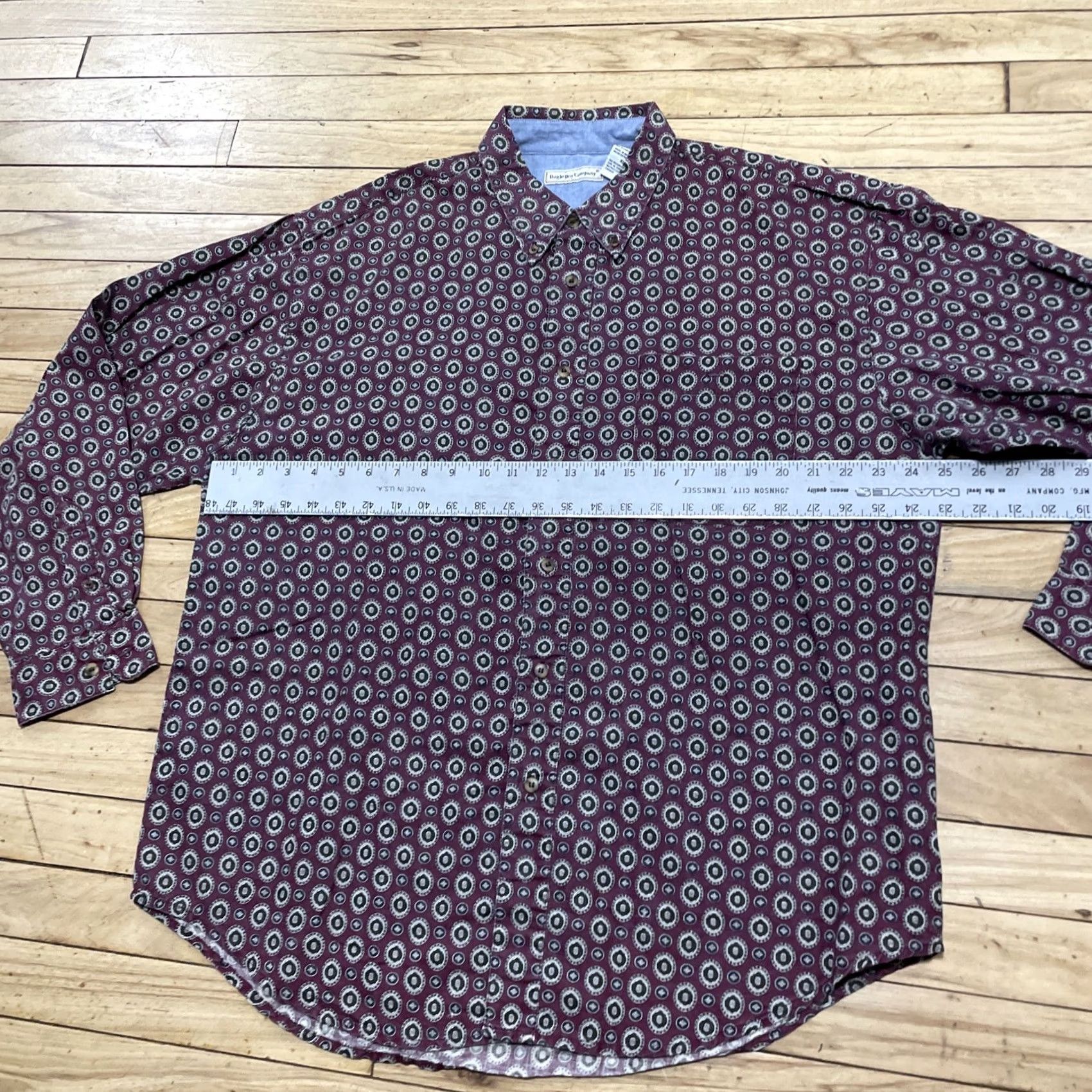 Bugle Boy VINTAGE Bugle Boy Long Sleeve Button Shirt Men XL Western Medallion Deco Red Talisma Size US XL / EU 56 / 4 - 6 Thumbnail