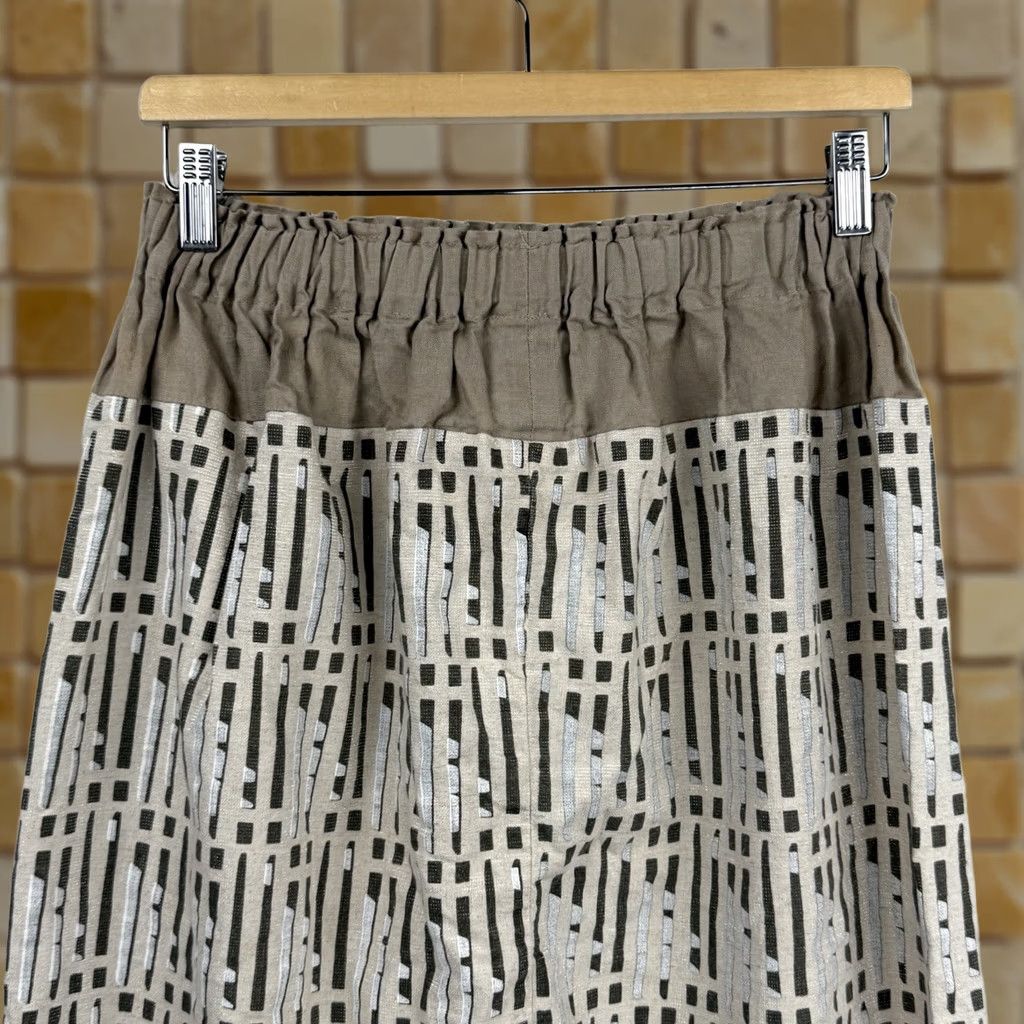 Vintage Miranda Bennett Pants Womens Small Pull On Elastic Waistband Linen Cropped Beig e Geometric Casual Travel Medium? Size 28" / US 6 / IT 42 - 1 Thumbnail
