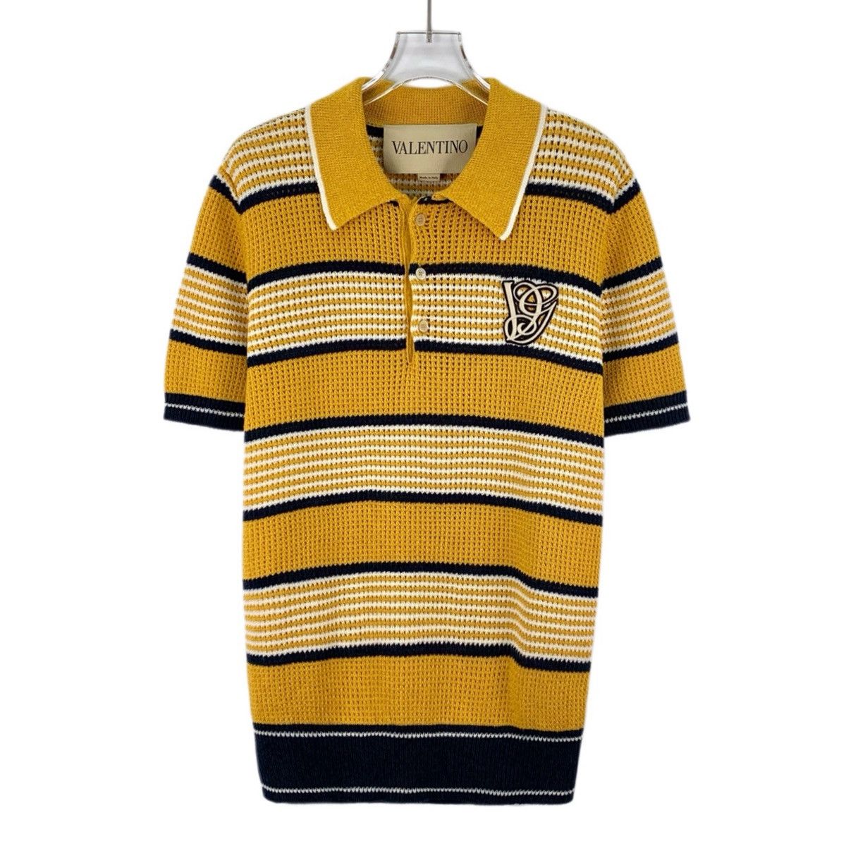 Valentino Valentino Stripe Linen Short Sleeve Knit Polo Shirt K26WX Size XS / US 0-2 / IT 36-38 - 1 Thumbnail