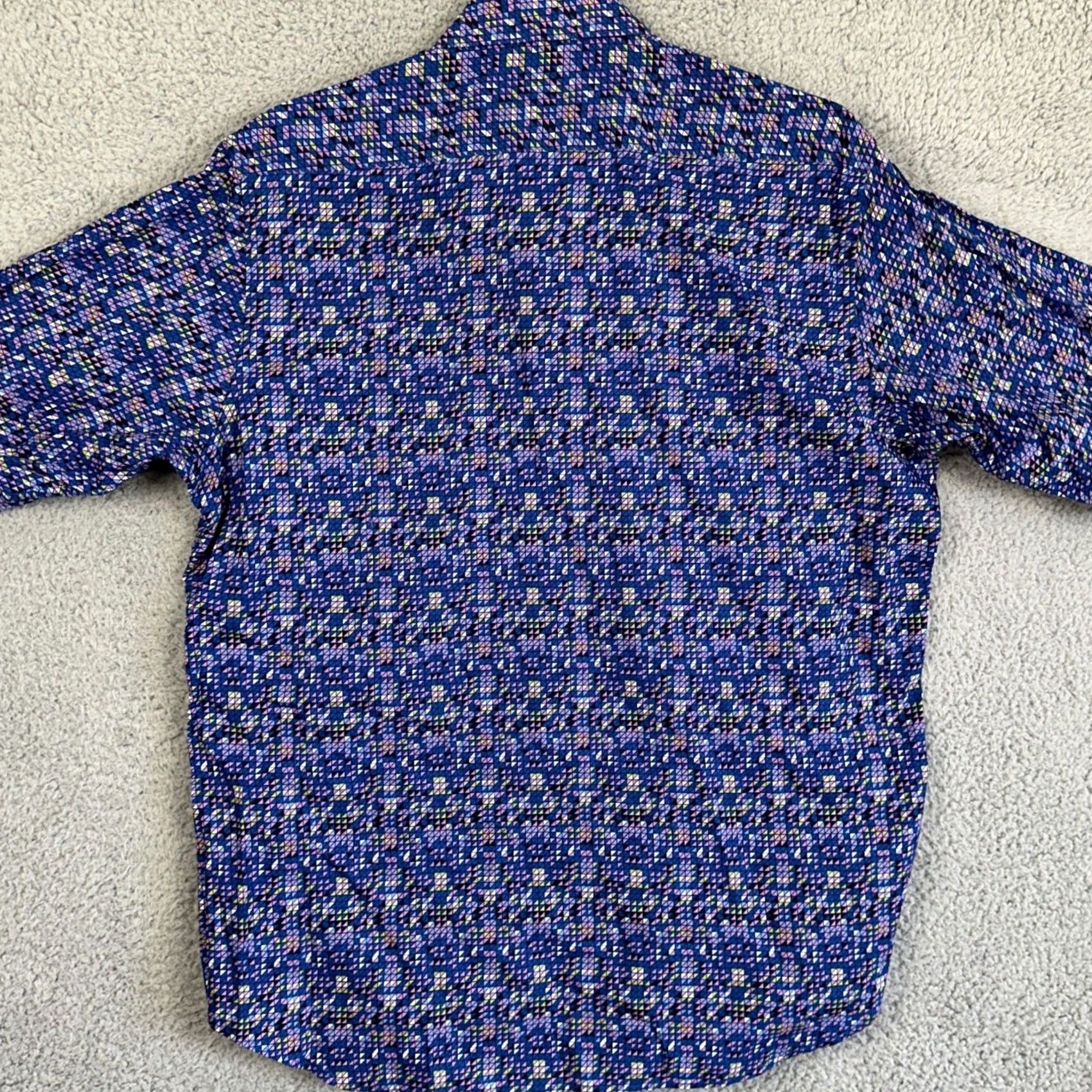 Tailorbyrd TAILORBYRD Shirt Button Up Mens XL Blue Geometric Long Sleeve Casual Logo Shirt Size US XL / EU 56 / 4 - 3 Thumbnail
