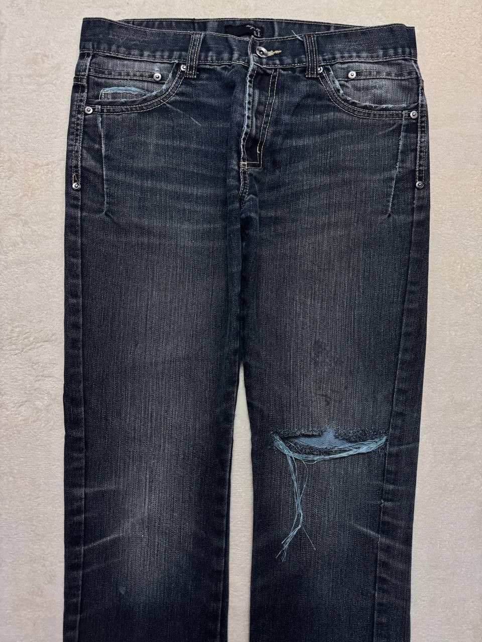 Japanese Brand GRUNGE CRAZY Japanese Thrashed Distressed Slim Skinny Jean Size US 33 - 3 Thumbnail