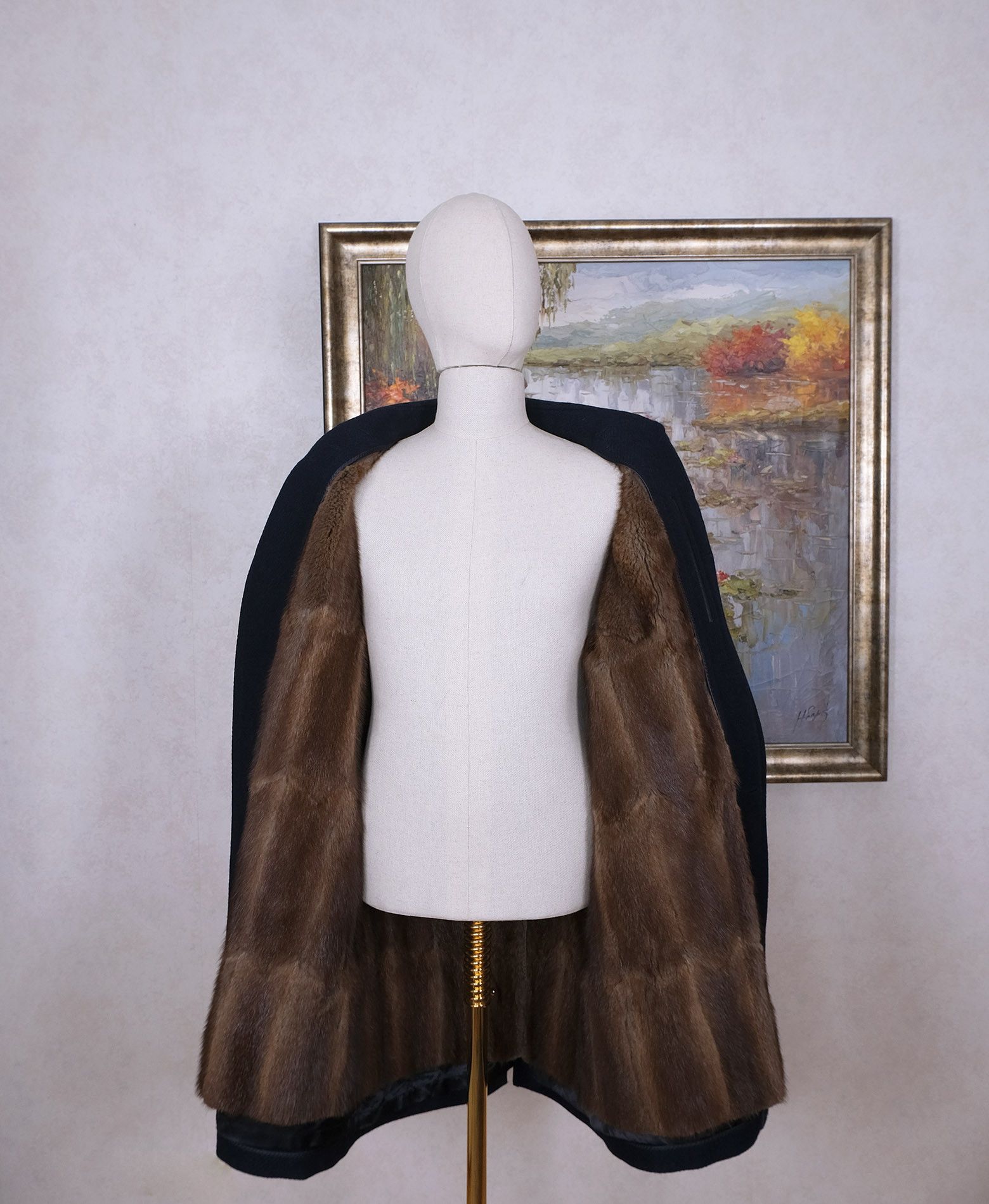 Vintage Brümmer, blue wool coat, size 40, rare mink lining Size US M / EU 48-50 / 2 - 5 Thumbnail