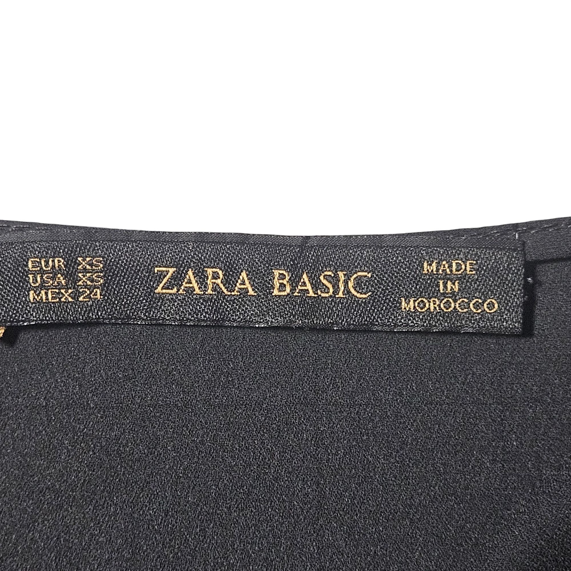 Other Zara Basic Women’s Black Blouse XS Lace Hem, Minimal Chic, Size XS / US 0-2 / IT 36-38 - 3 Thumbnail