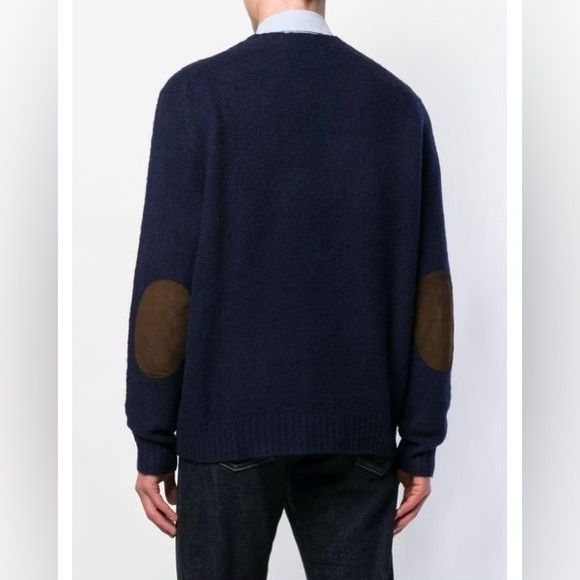 Polo Ralph Lauren × Ralph Lauren Polo Ralph Lauren Wool Alpaca V Neck Elbow Patch Sweater Size US L / EU 52-54 / 3 - 1 Thumbnail