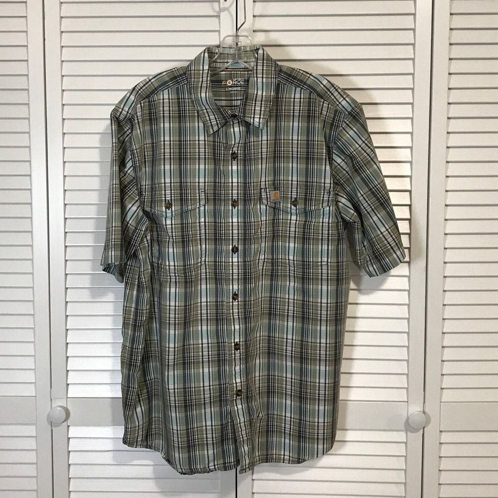 Carhartt Carhartt Force Gray White Plaid Fast Dry Shirt Men L Size US L / EU 52-54 / 3 - 1 Thumbnail
