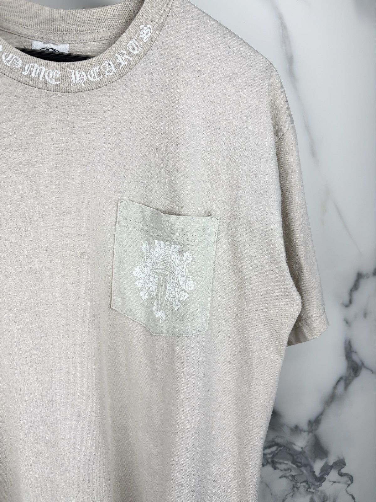 Chrome Hearts Chrome Hearts Vintage Faded Tan Scroll Logo Pocket Tshirt Size US L / EU 52-54 / 3 - 5 Thumbnail