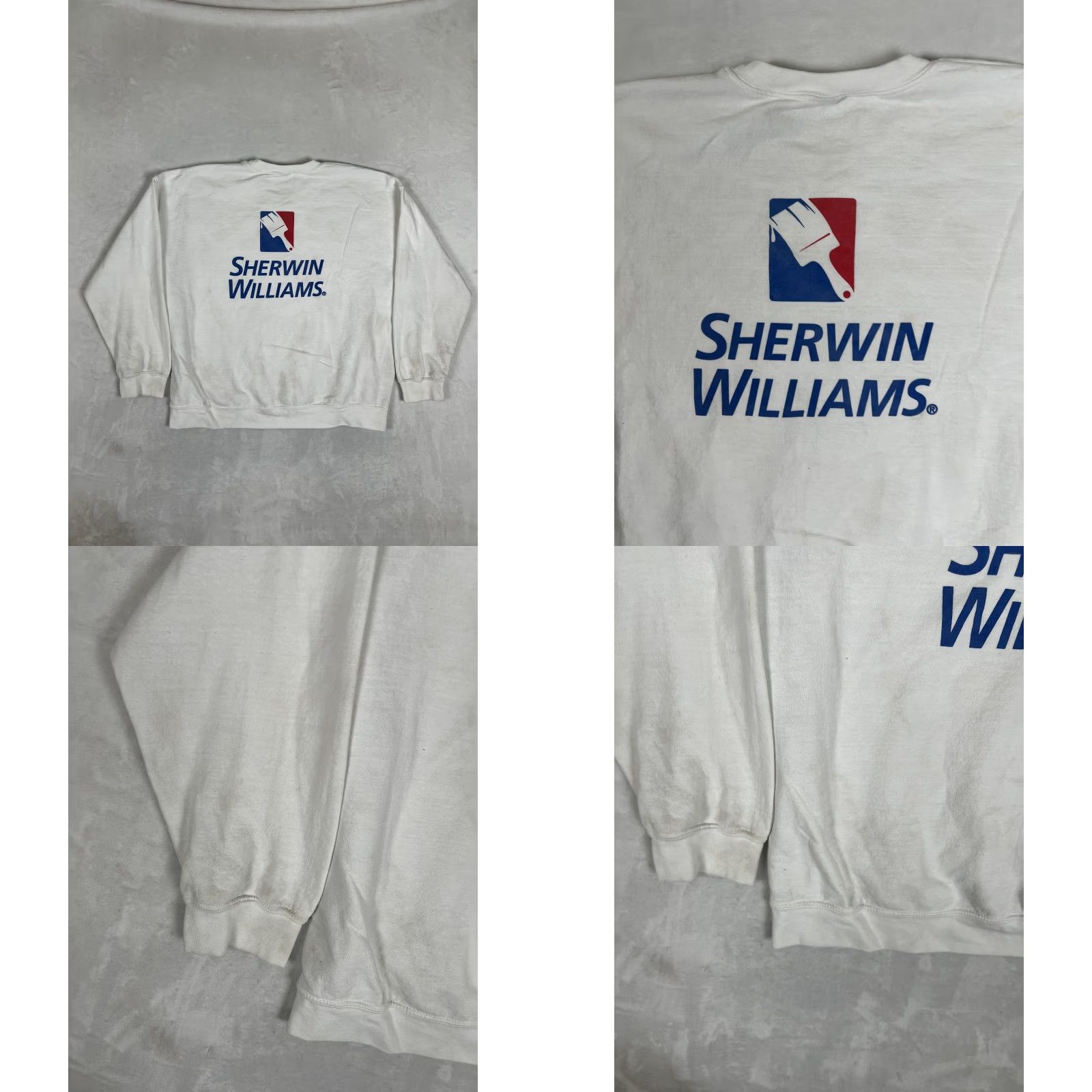 Vintage Sherwin-Williams Sweatshirt Mens XL White Crewneck Graphic Print Logo Fleece Workwear Pullover Size US XL / EU 56 / 4 - 8 Thumbnail
