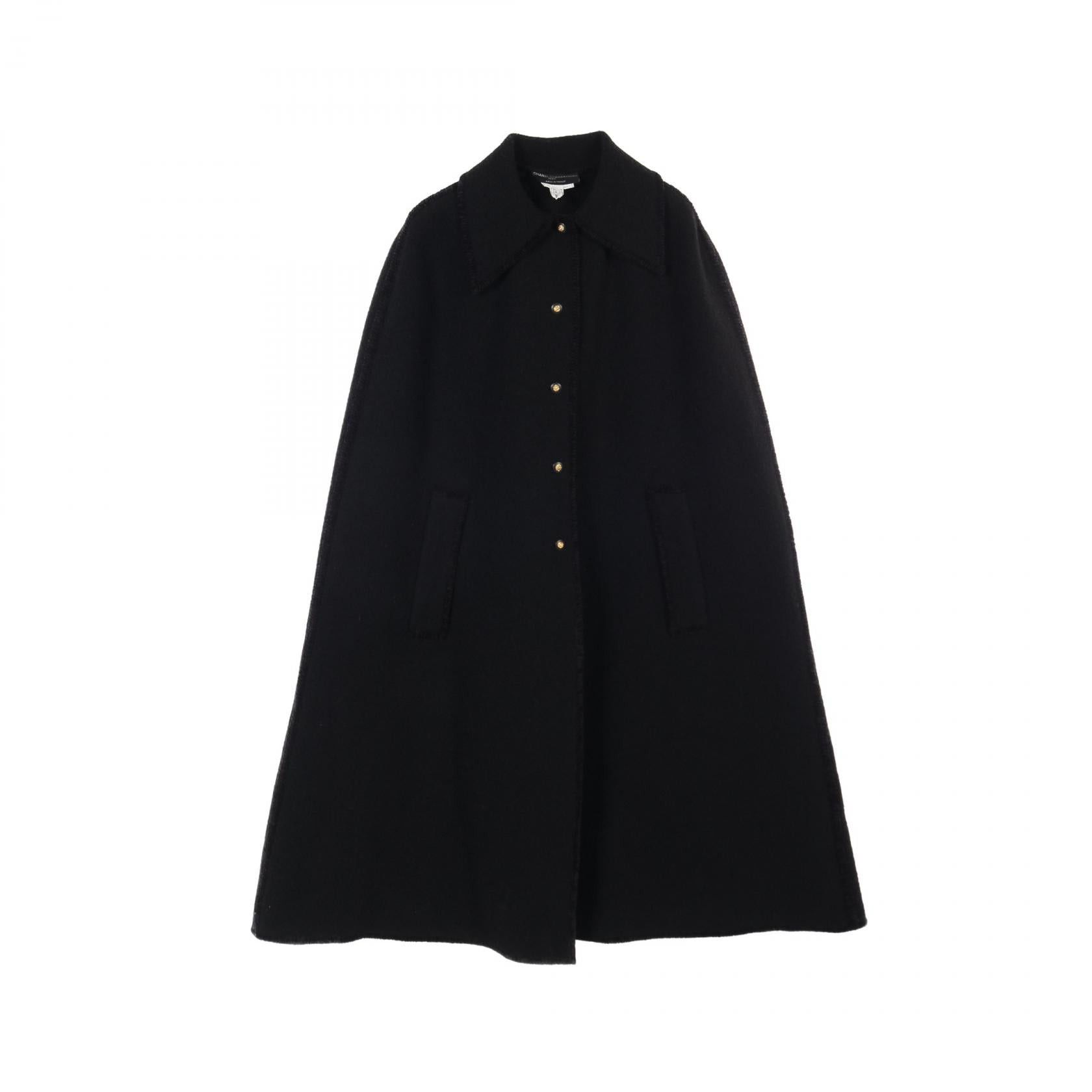 Chanel Chanel Creations Lion Button Cape Coat Poncho Fabric Black Size ONE SIZE - 1 Thumbnail