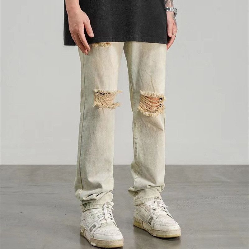 Japanese Brand Straight high street loose ripped jeans Size US 32 / EU 48 - 4 Thumbnail