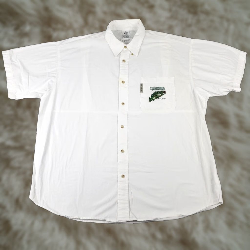 Vintage VINTAGE Columbia Shirt Mens XL White Button-Up Short Sleeve Casual Business Formal Workwear 90s Style Mens Size US XL / EU 56 / 4 - 1 Thumbnail
