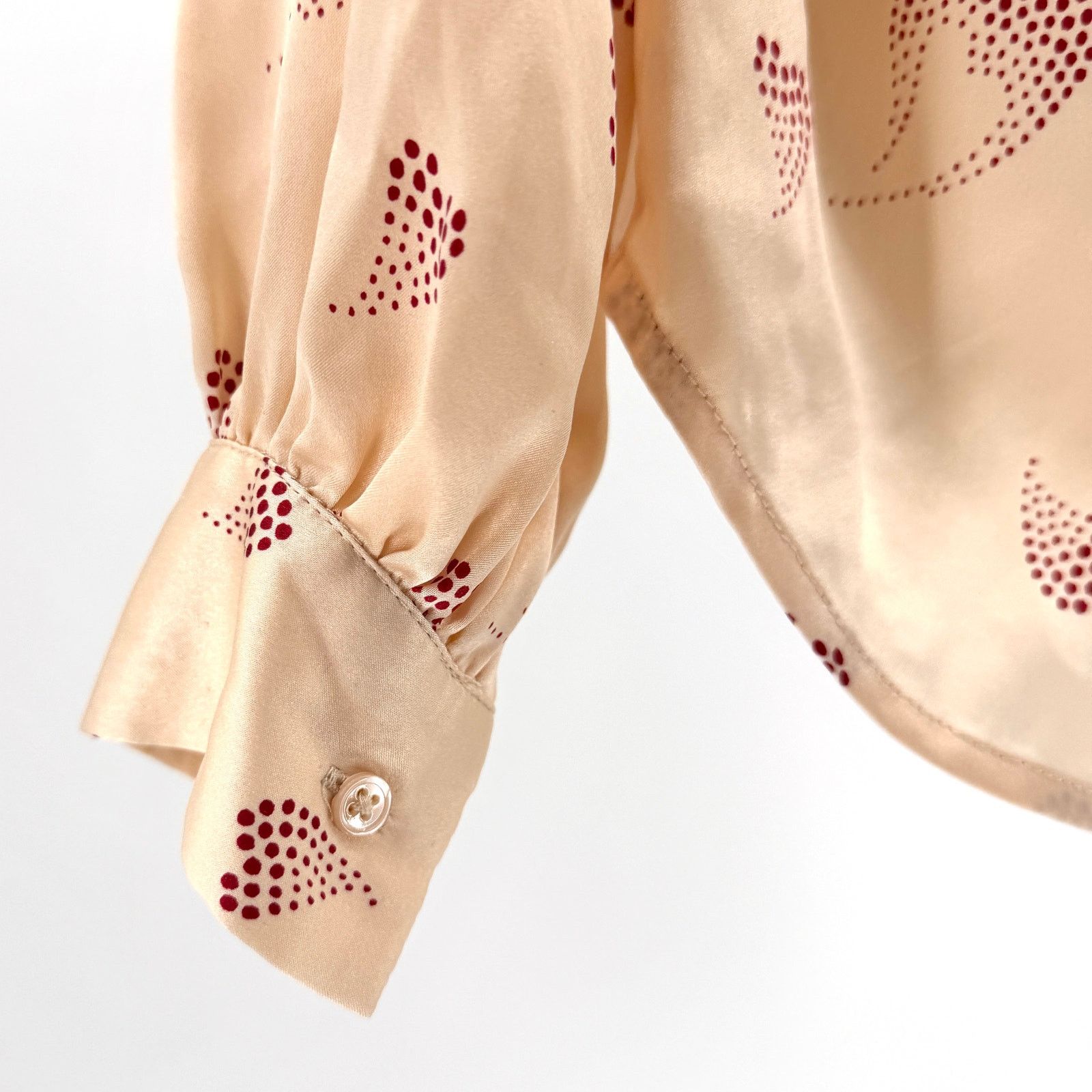 Joie Joie 100% Silk Heart Print Purine V-Neck Long Sleeve Blouse Size XS / US 0-2 / IT 36-38 - 4 Thumbnail