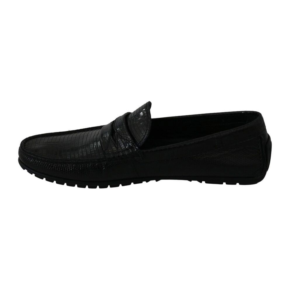 Dolce & Gabbana Dolce & Gabbana Exquisite Black Lizard Leather Loafers Size US 6 / EU 39 - 6 Thumbnail