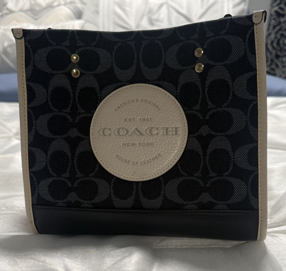 Coach Coach Denim/Cream Signature Dempsey Mini Tote 22in Size ONE SIZE - 4 Thumbnail