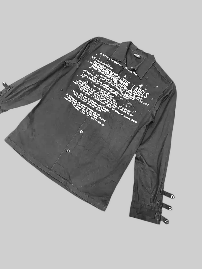 Japanese Brand Badger Anarchy Poem Seditionaries Distressed Button Up Shirt Size US L / EU 52-54 / 3 - 3 Thumbnail