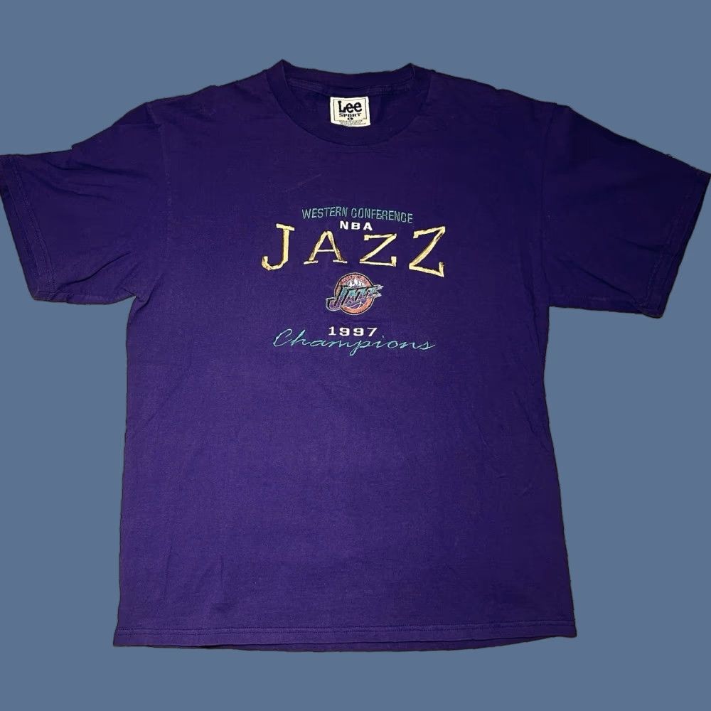 Champion VINTAGE Utah Jazz Western Conference Champions T-Shirt Embroidered Large L Purple Mens Size US L / EU 52-54 / 3 - 1 Thumbnail