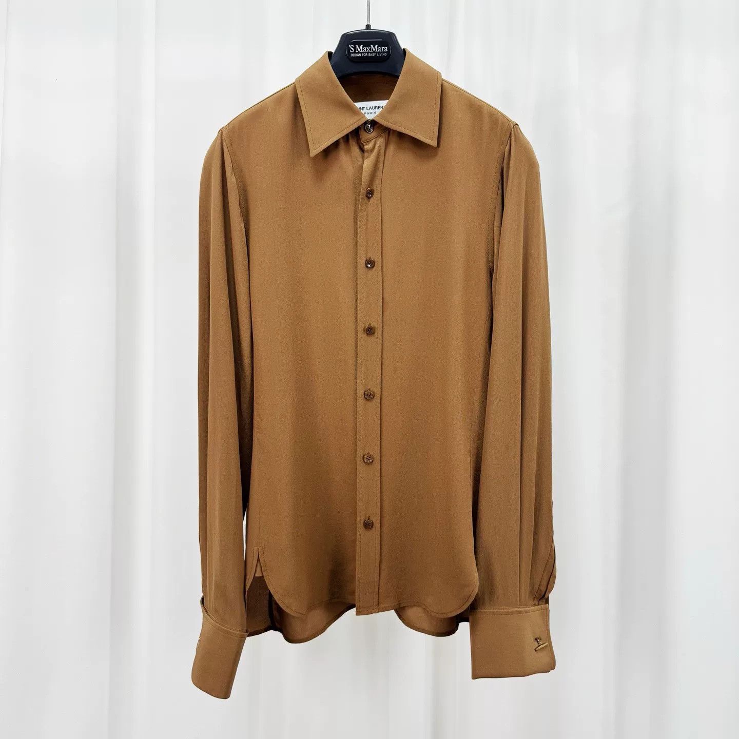 Saint Laurent Paris brown silk shirt with cuff details Size S / US 4 / IT 40 - 1 Thumbnail