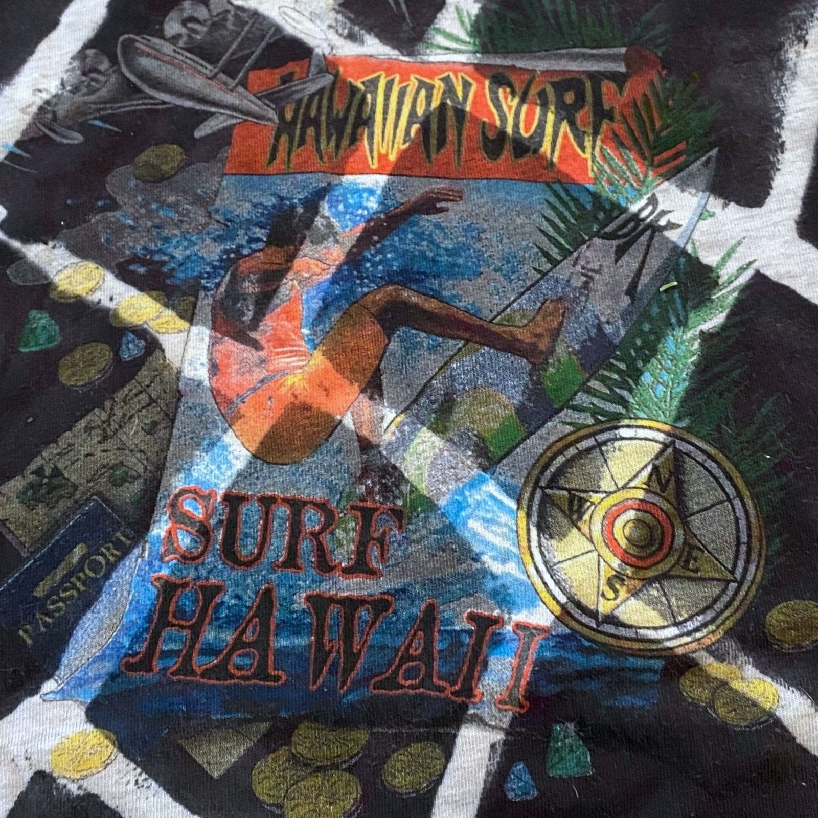 Vintage Vintage 90 Hawaiian Surf Hawaii All Over Print T Shirt Size S / US 4 / IT 40 - 3 Thumbnail