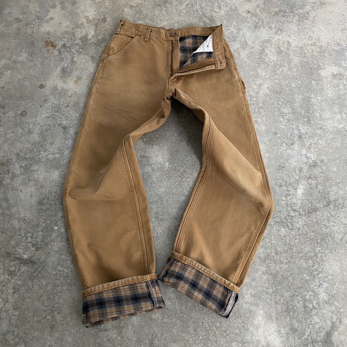Carhartt Vintage Carhartt Blanket Lined Tan Carpenter Pants Size US 31 - 1 Thumbnail