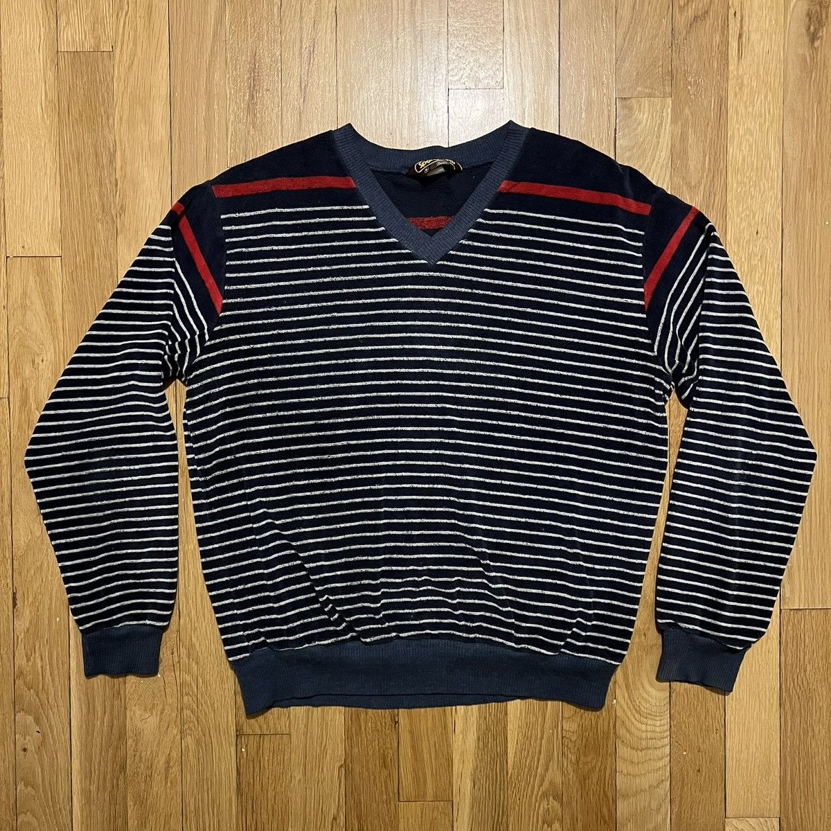 Sears Vintage 70s Sears Sportswear Stripped Sweater Medium Blue Size US M / EU 48-50 / 2 - 1 Thumbnail