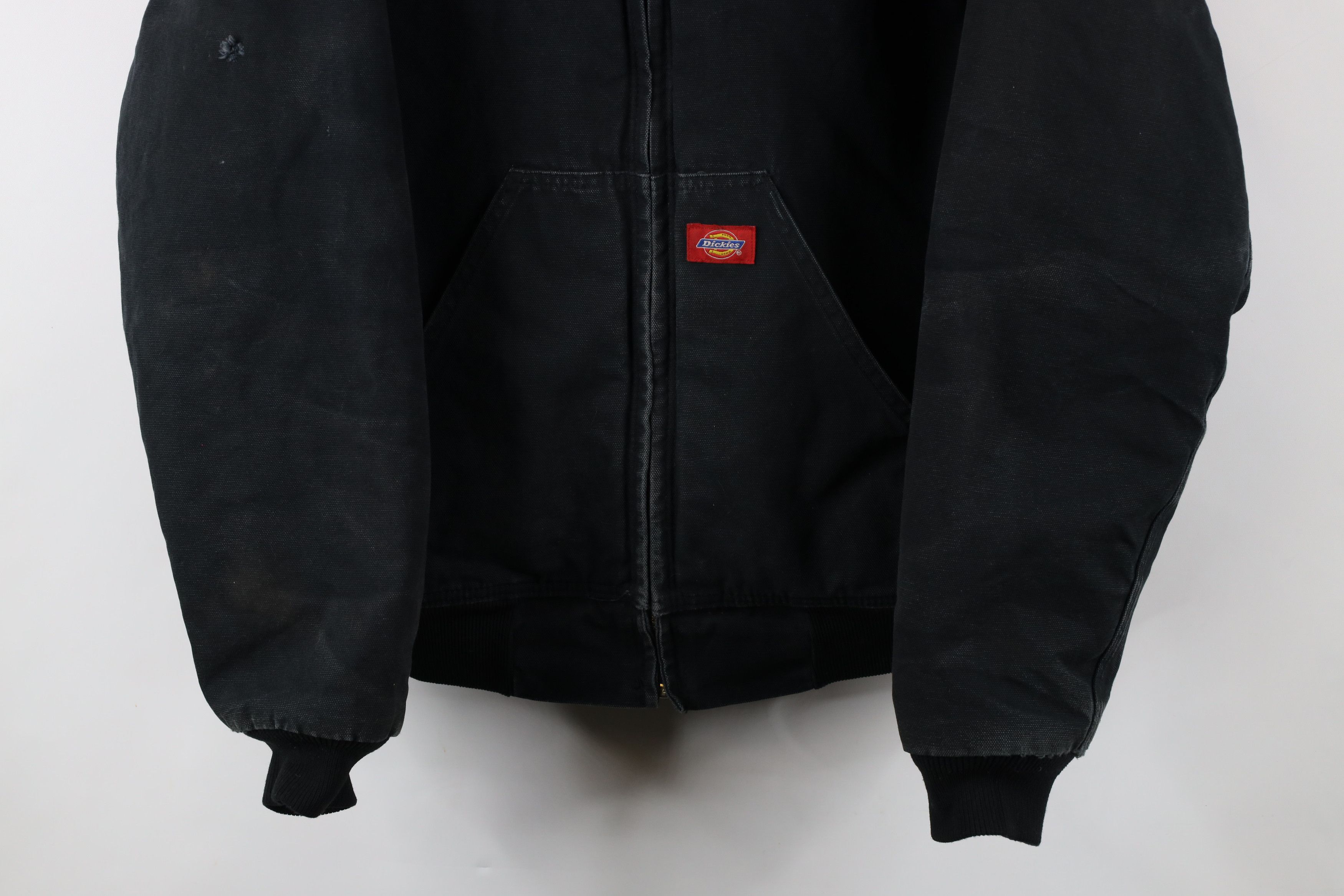 Dickies × Vintage Vintage 90s Dickies Out Quilted Canvas Hooded Jacket Black Size US XL / EU 56 / 4 - 3 Thumbnail