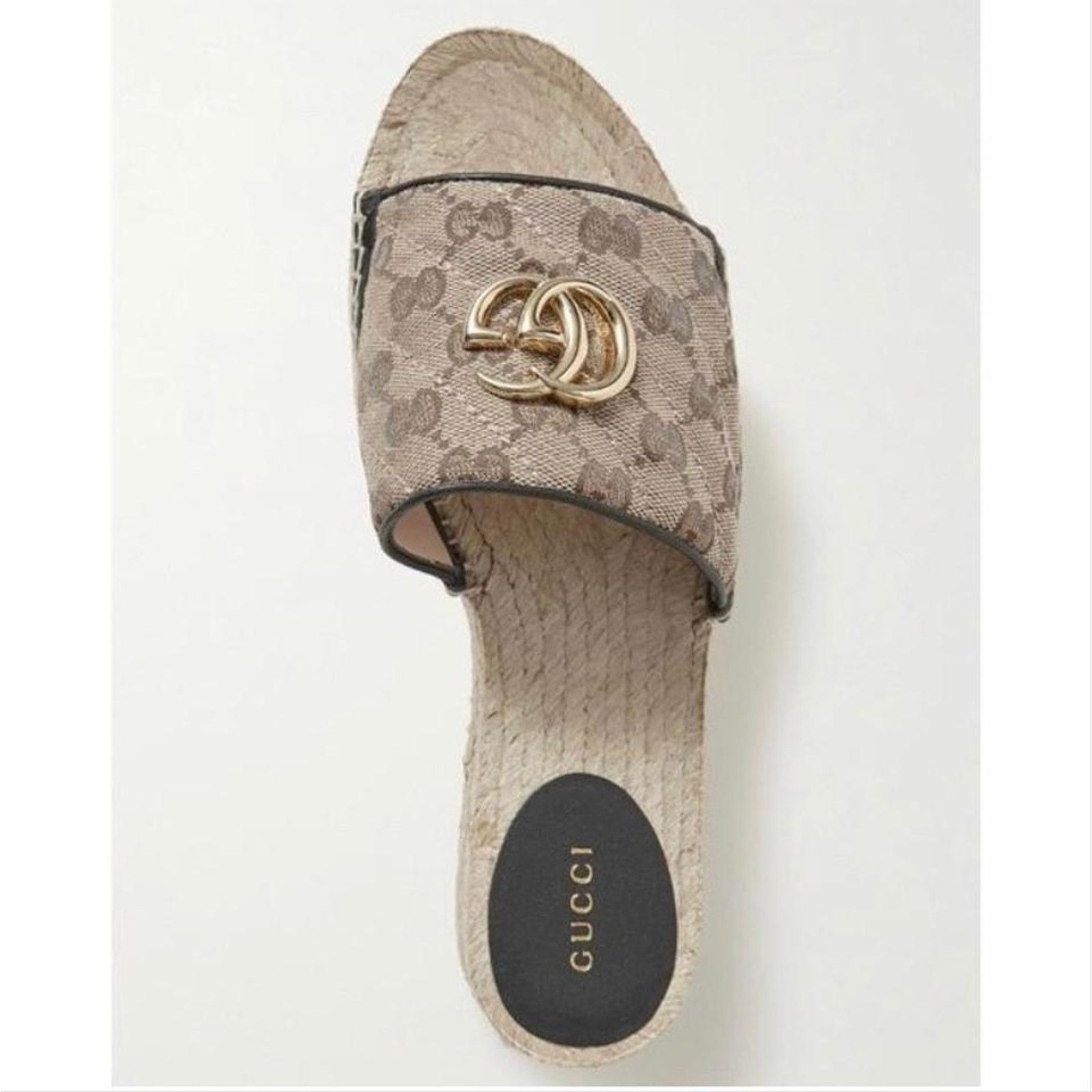 Gucci Pilar GG logo platform espadrilles slides sandals Size US 11.5 / IT 41.5 - 6 Thumbnail
