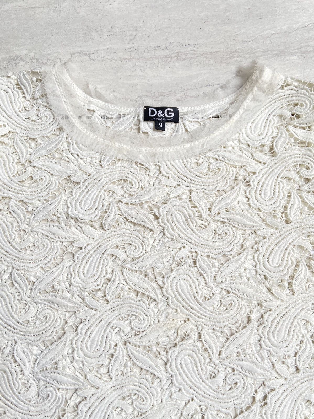 Dolce & Gabbana DOLCE & GABBANA White Mesh T-shirt Size US S / EU 44-46 / 1 - 4 Thumbnail
