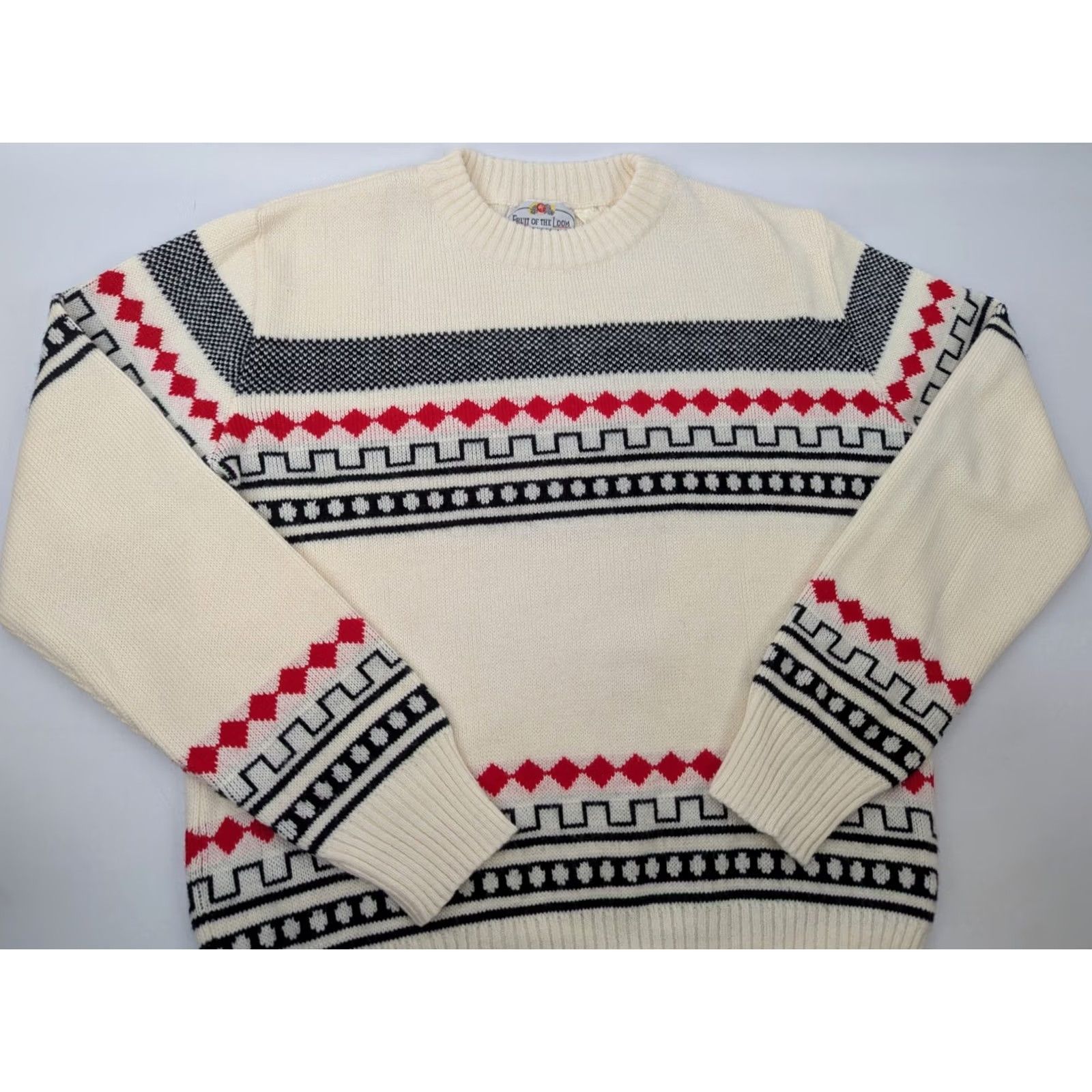 Fruit Of The Loom VINTAGE Fruit of the Loom Christmas Ugly Sweater Knit Crew Neck Long Sleeve Beige M Women Pullover Pattern: holiday Size M / US 6-8 / IT 42-44 - 2 Thumbnail
