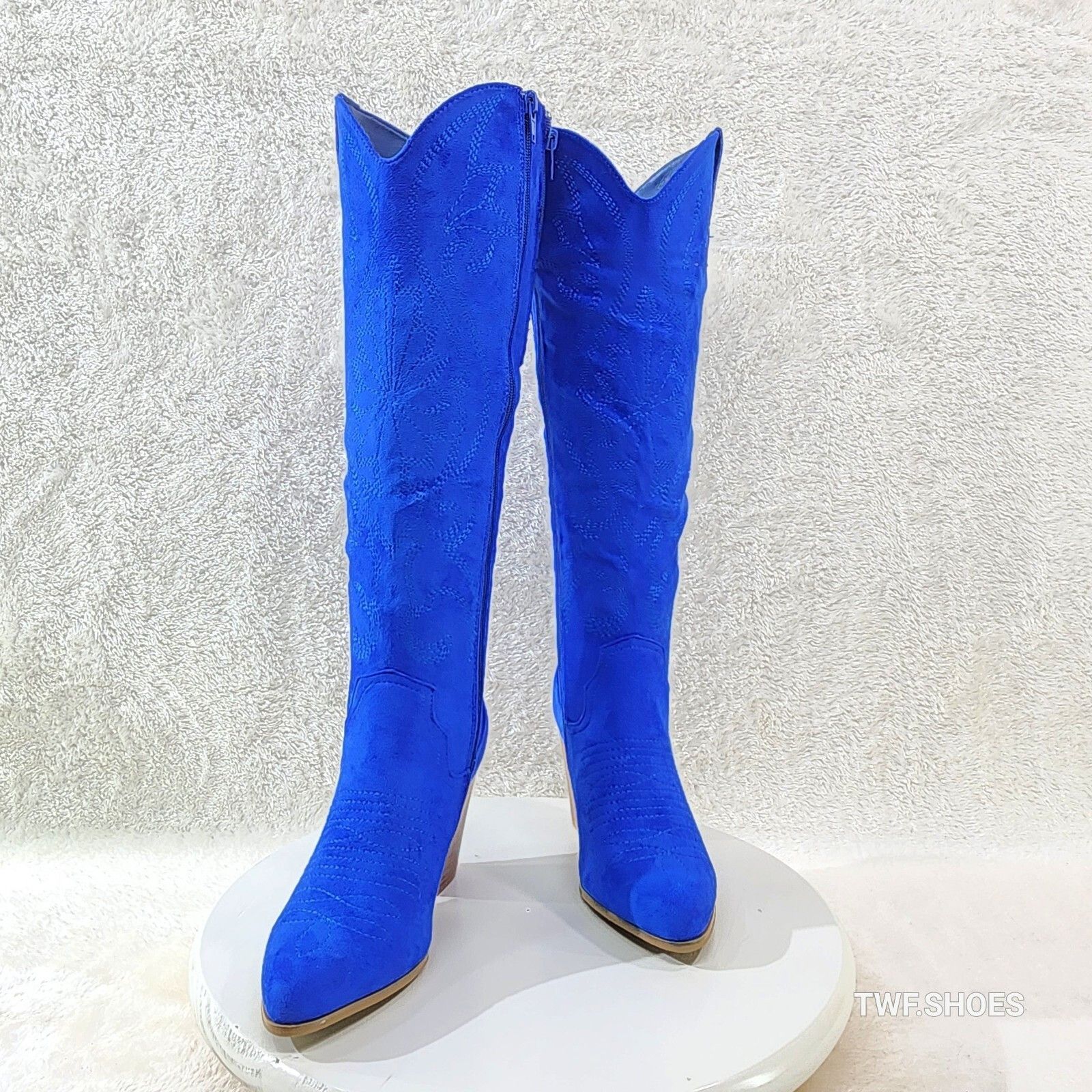 Other Wild Ryder Bright Deep Blue Faux Suede Country Western Cowgi Size US 10 / IT 40 - 3 Thumbnail