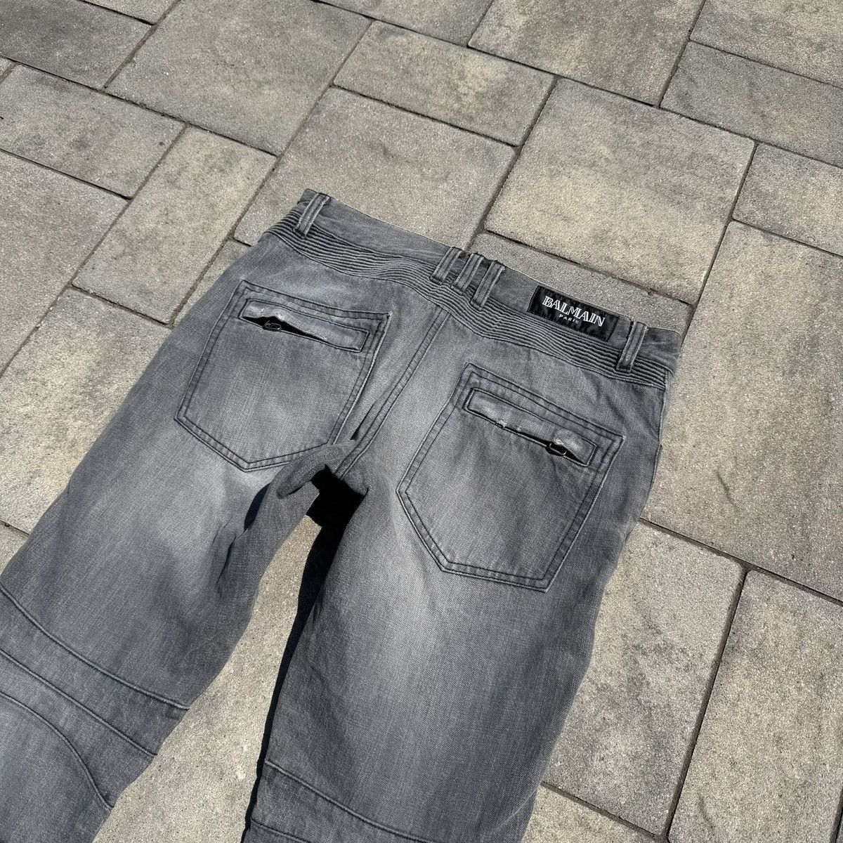 Balmain Balmain Grey Distressed Biker Denim Size US 32 / EU 48 - 4 Thumbnail