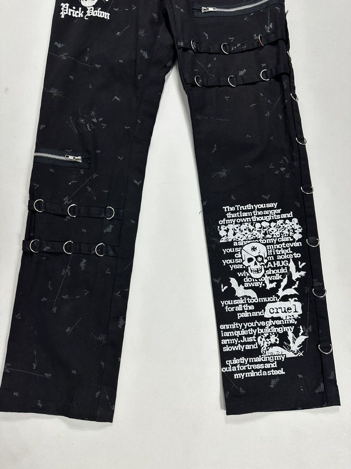 Other Punk Rock Bondge Skull Skeleton Poem Style Pants Size US 31 - 3 Thumbnail