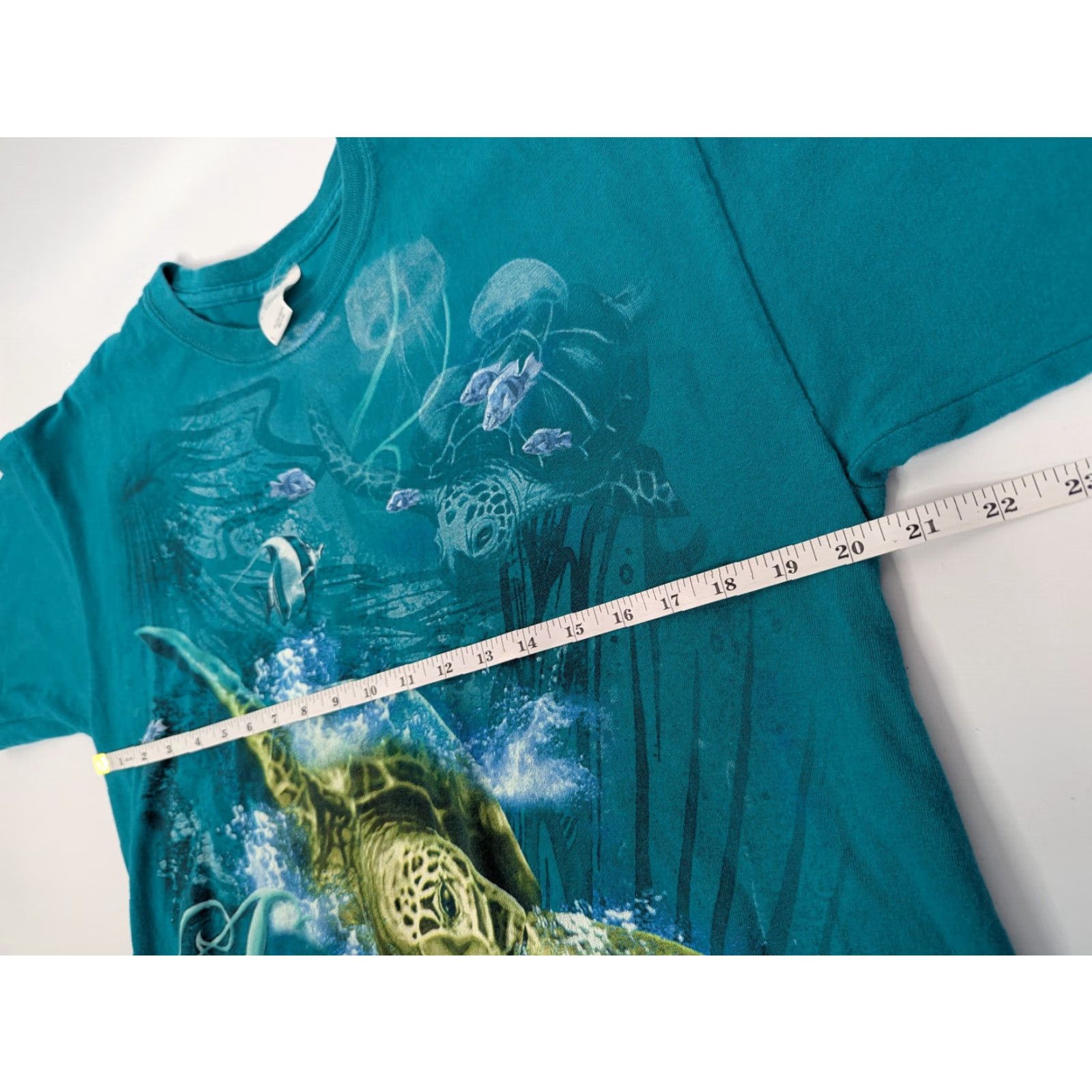 Gildan VINTAGE Sea World Sea Turtles T-Shirt Gildan Mens Teal Large Crew Neck Short Sleeve Tropical Ocean Tee Size US L / EU 52-54 / 3 - 6 Thumbnail