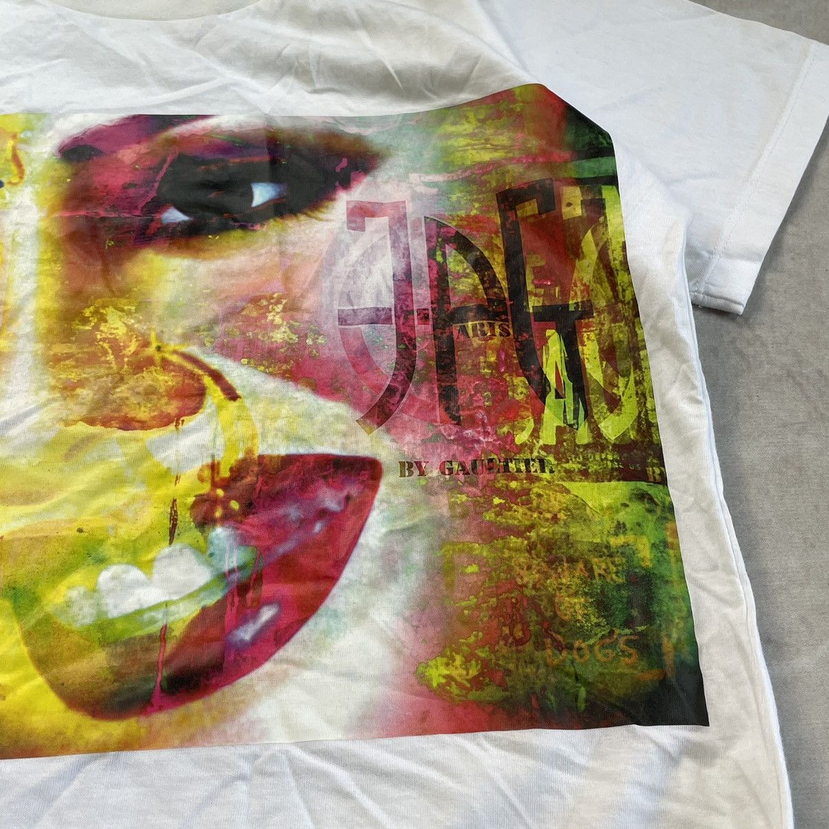 Jean Paul Gaultier × Vintage Jean Paul Gaultier 90s Cyberpunk Face Print Y2K JPG T Shirt Size S / US 4 / IT 40 - 13 Thumbnail